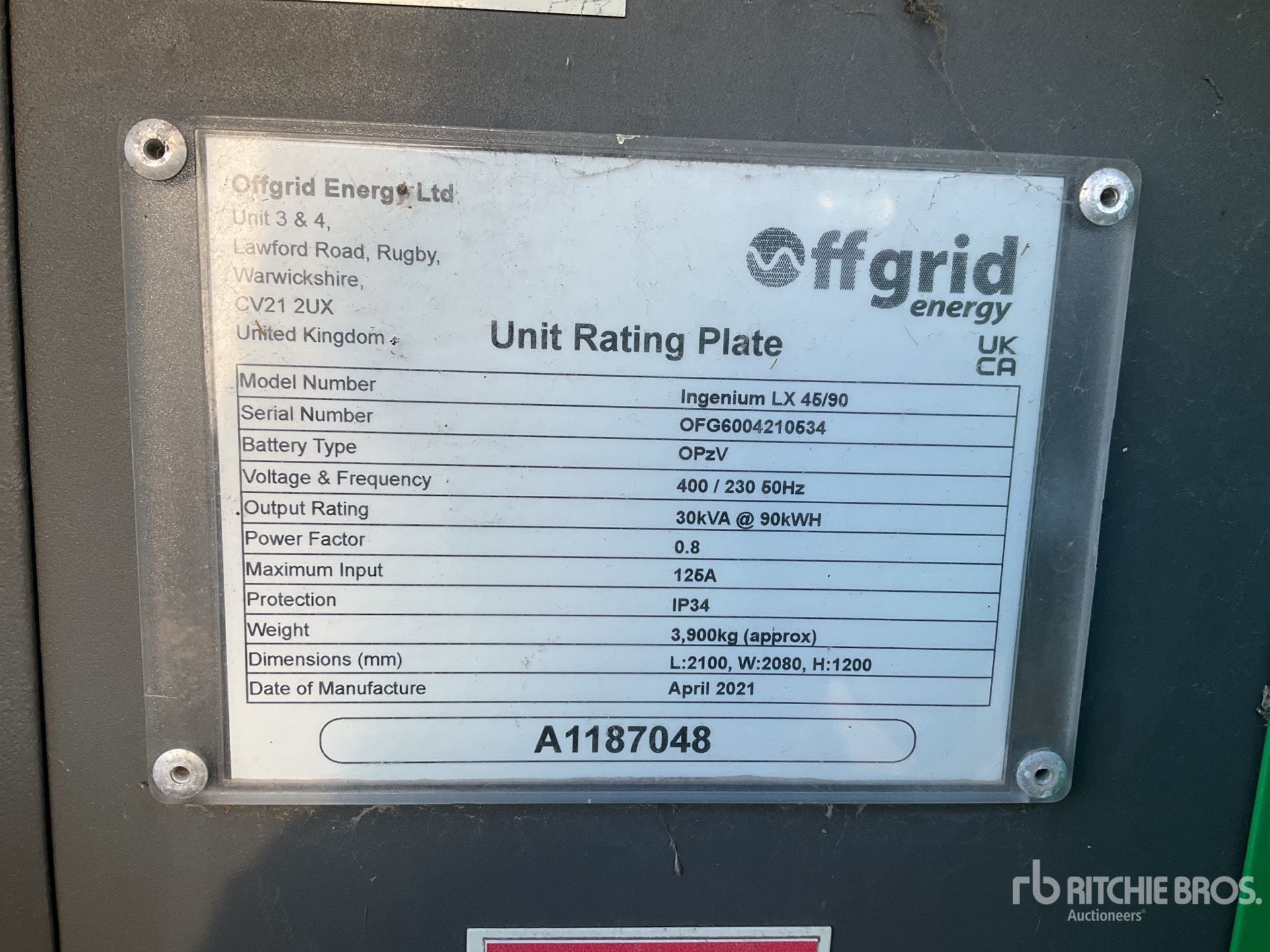 General Appearance with Serial Number / VIN