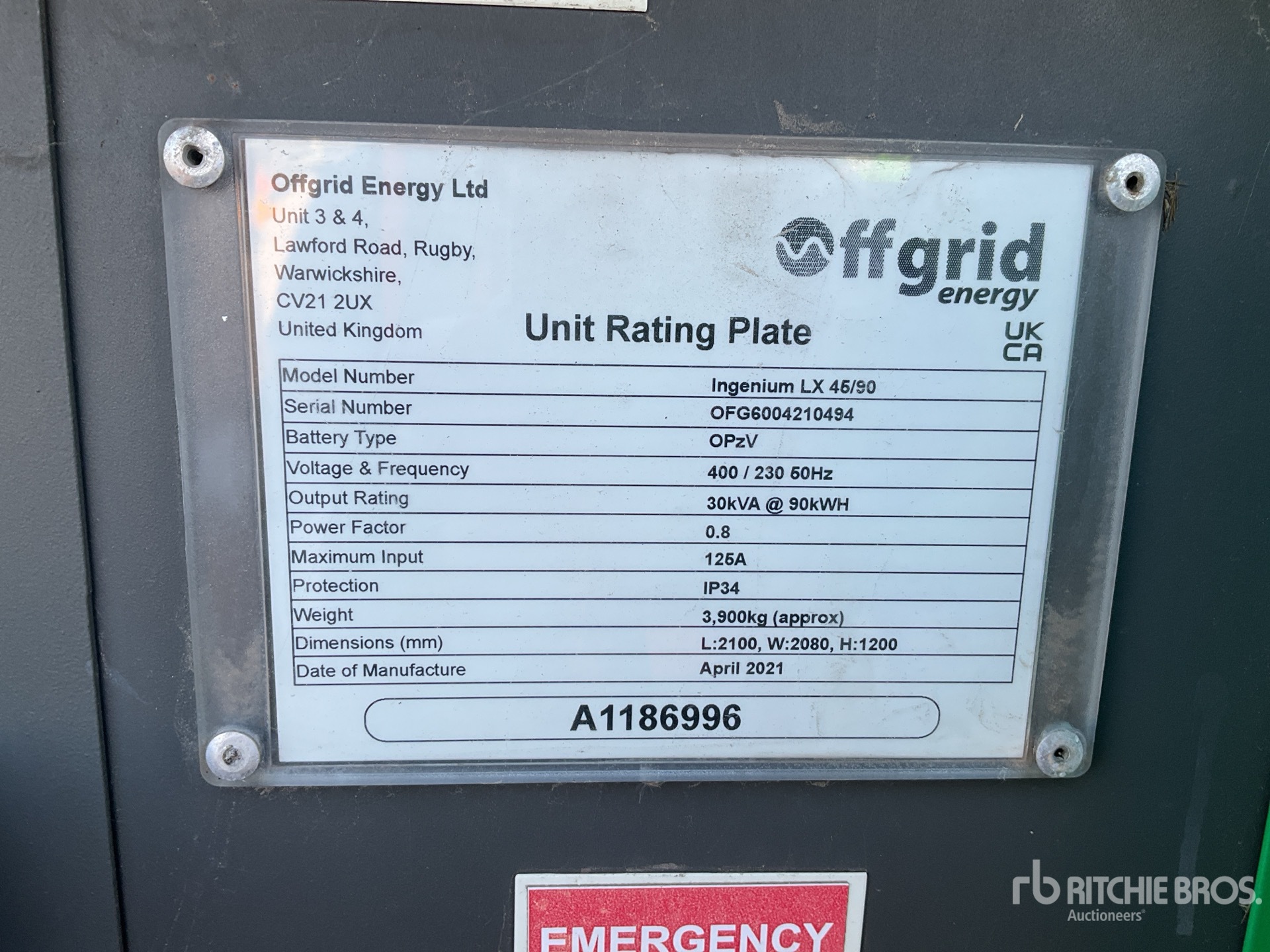 General Appearance with Serial Number / VIN