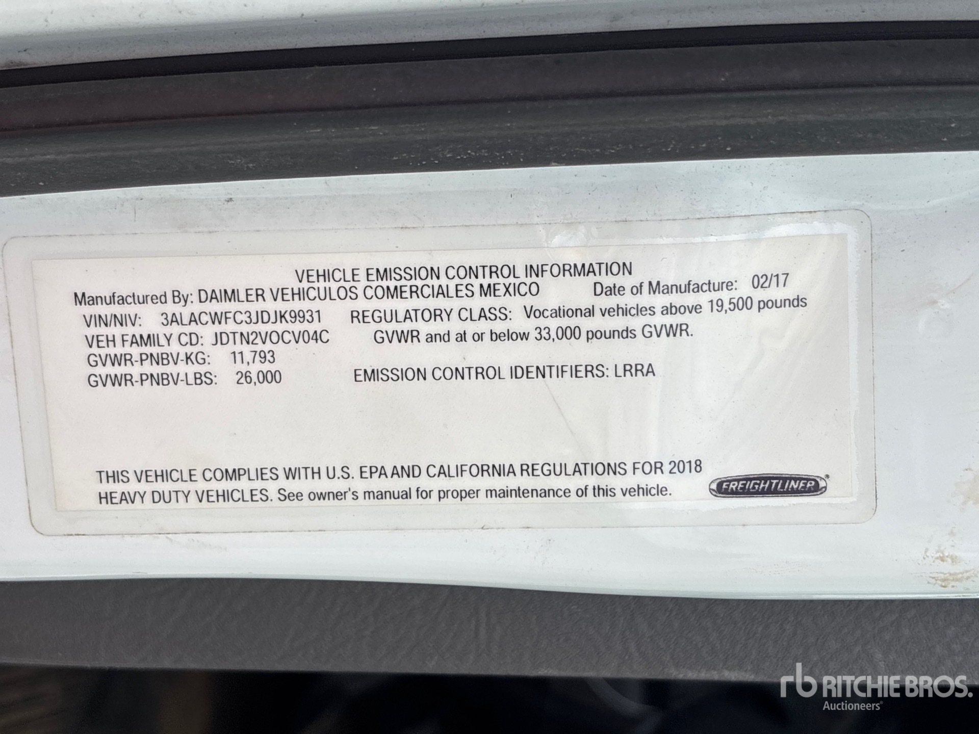 General Appearance with Serial Number / VIN