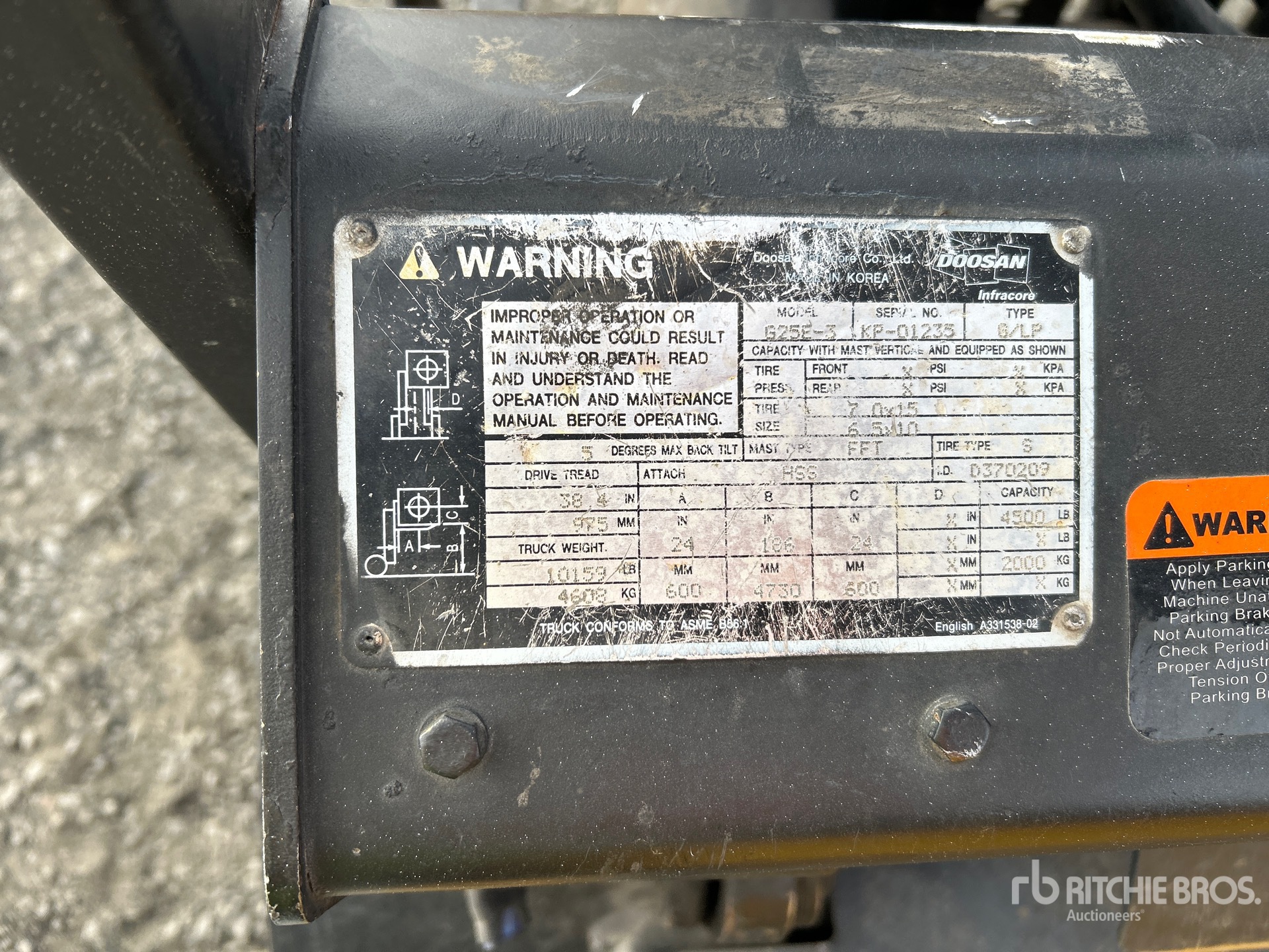 General Appearance with Serial Number / VIN