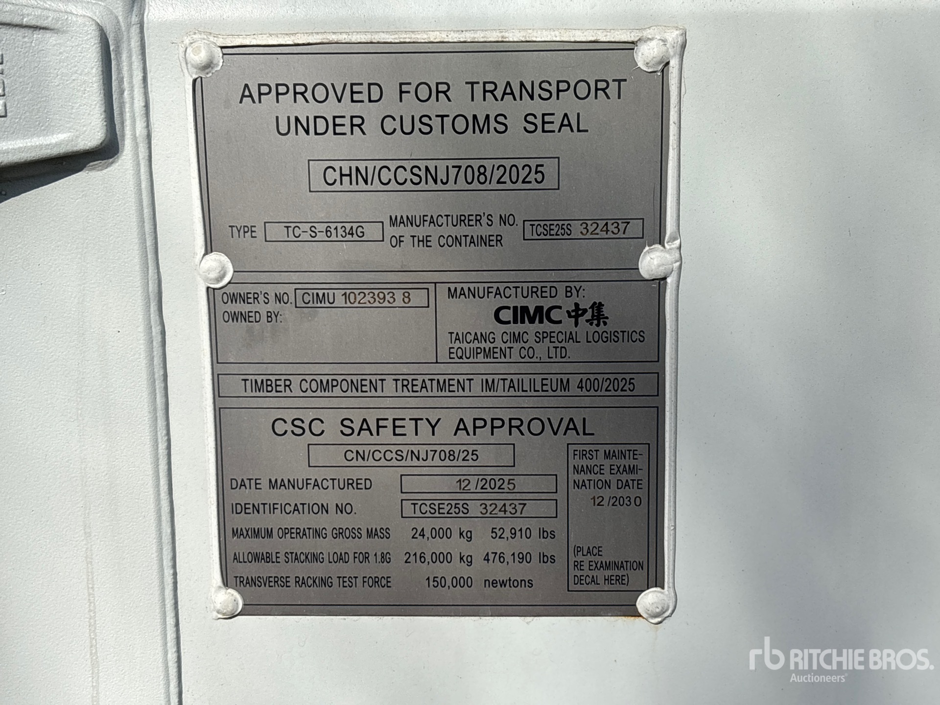 General Appearance with Serial Number / VIN