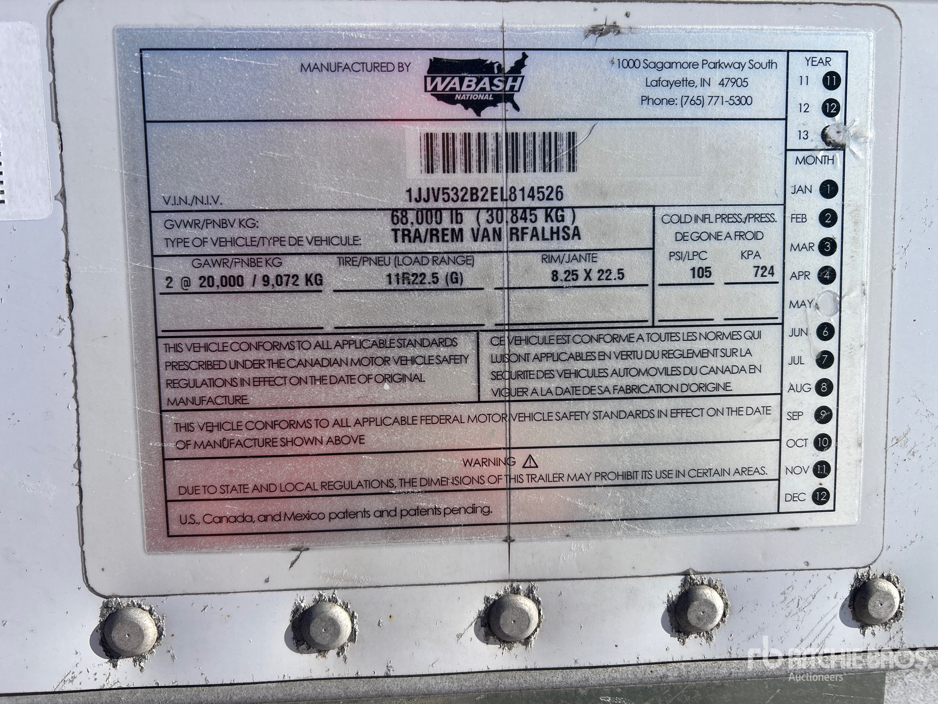 General Appearance with Serial Number / VIN