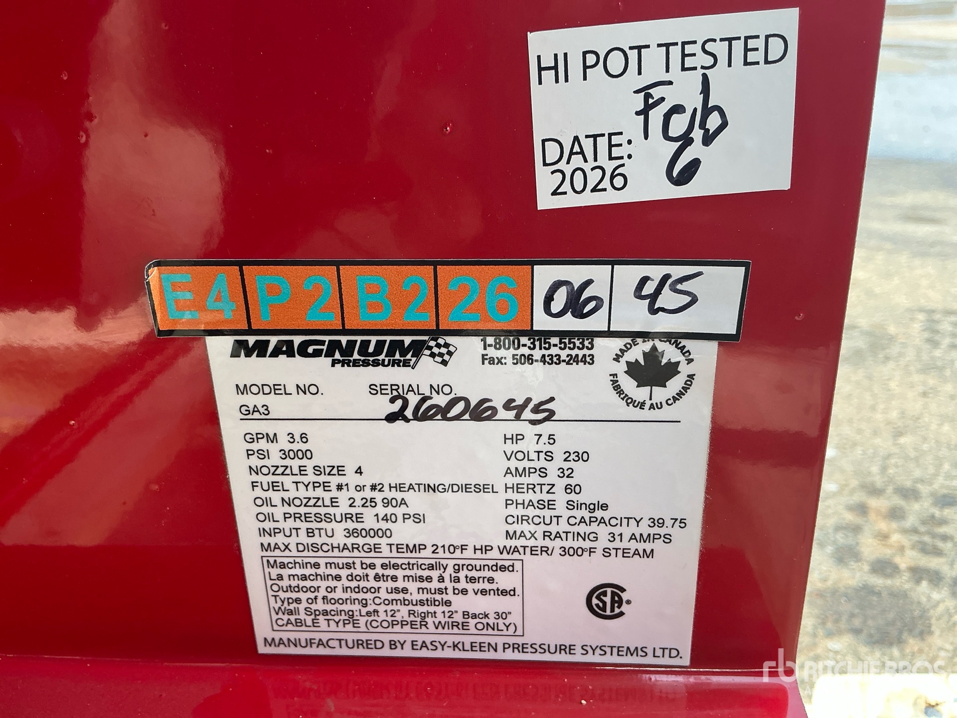 General Appearance with Serial Number / VIN