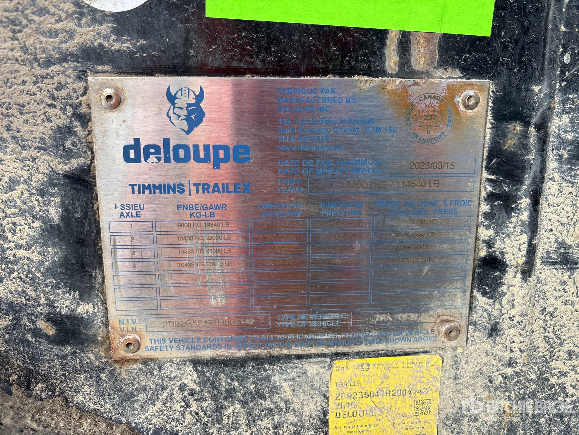 General Appearance with Serial Number / VIN