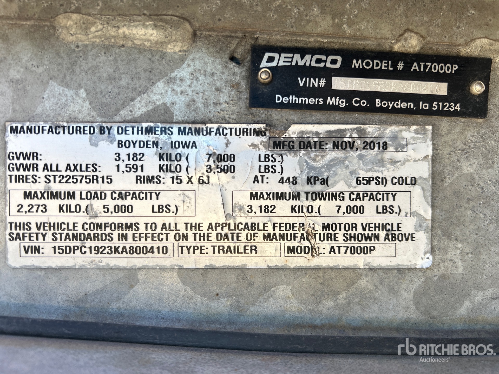 General Appearance with Serial Number / VIN