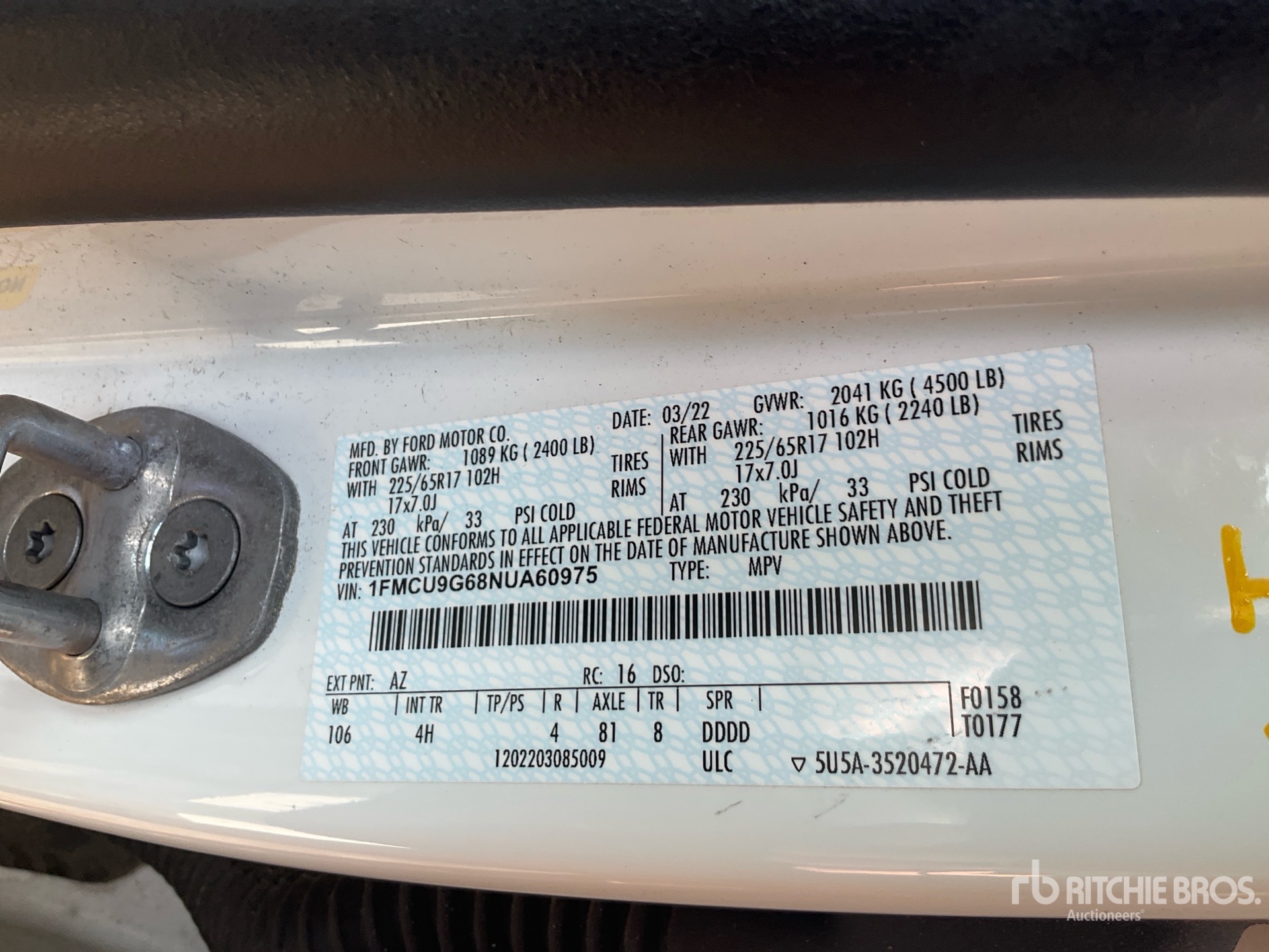 General Appearance with Serial Number / VIN