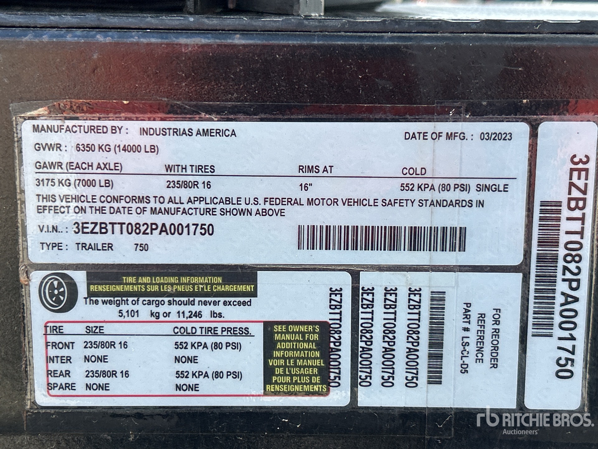 General Appearance with Serial Number / VIN