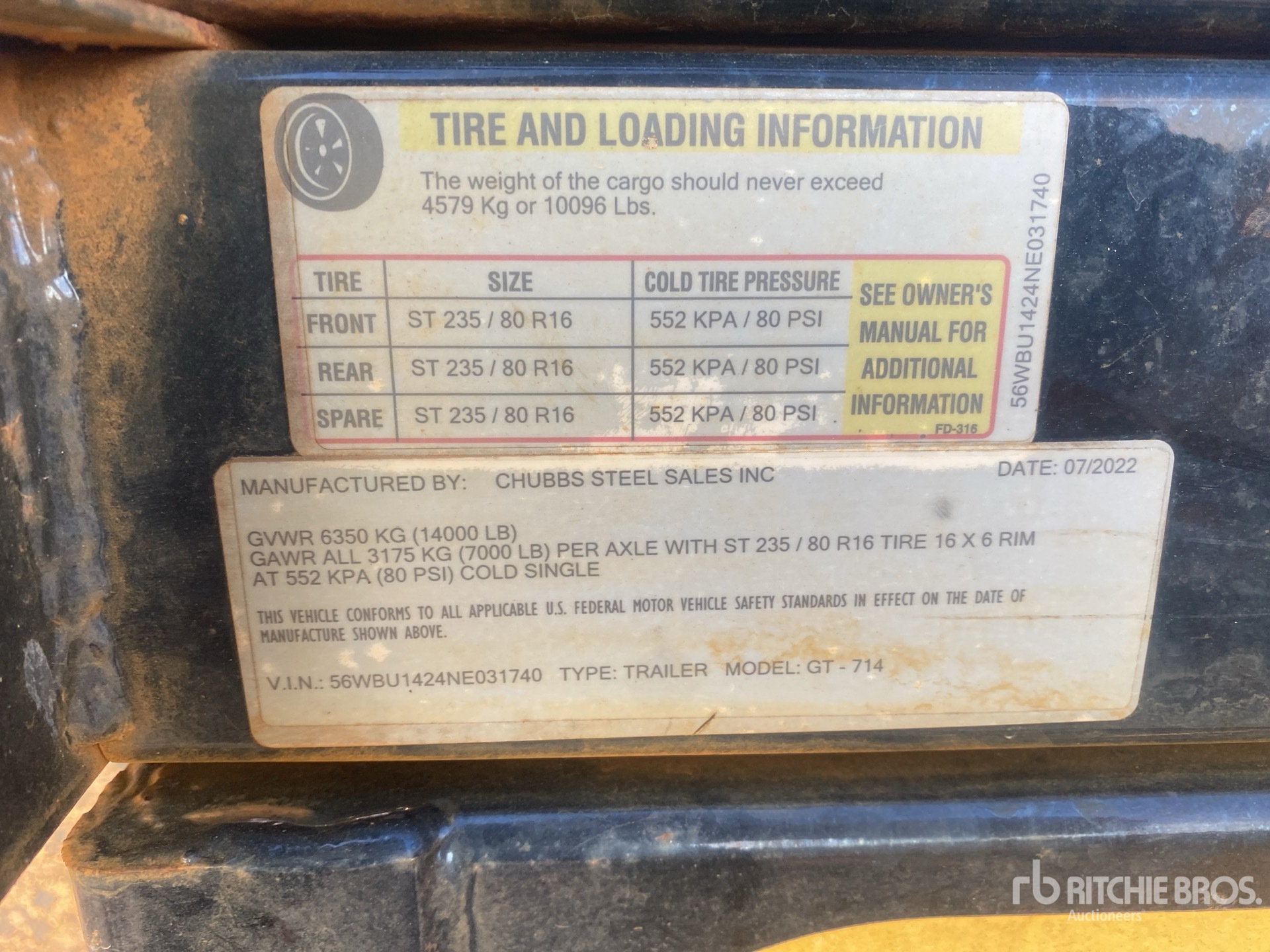 General Appearance with Serial Number / VIN