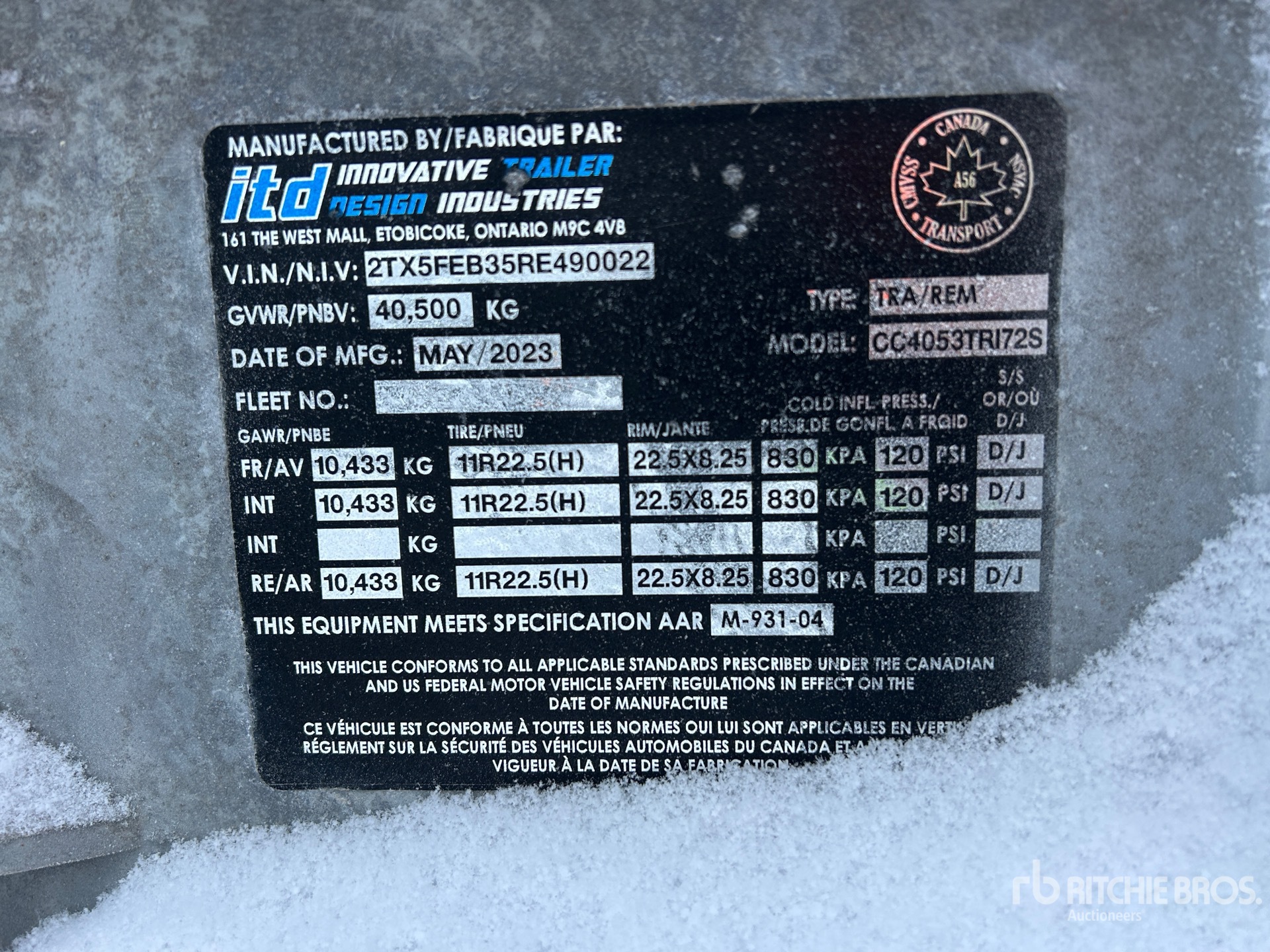 General Appearance with Serial Number / VIN