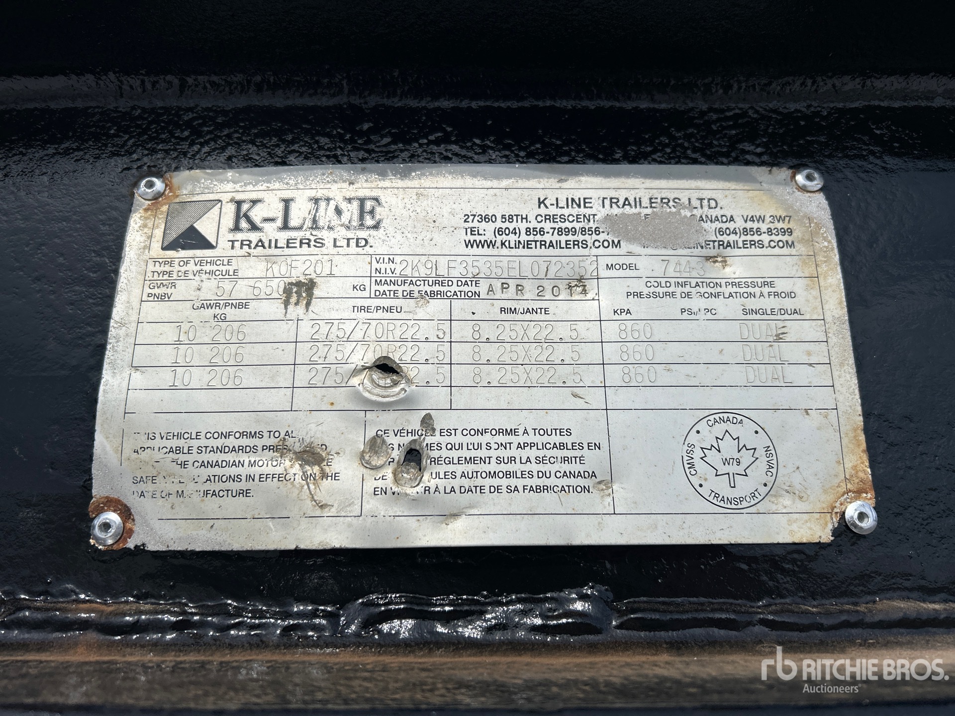 General Appearance with N.º de serie/VIN