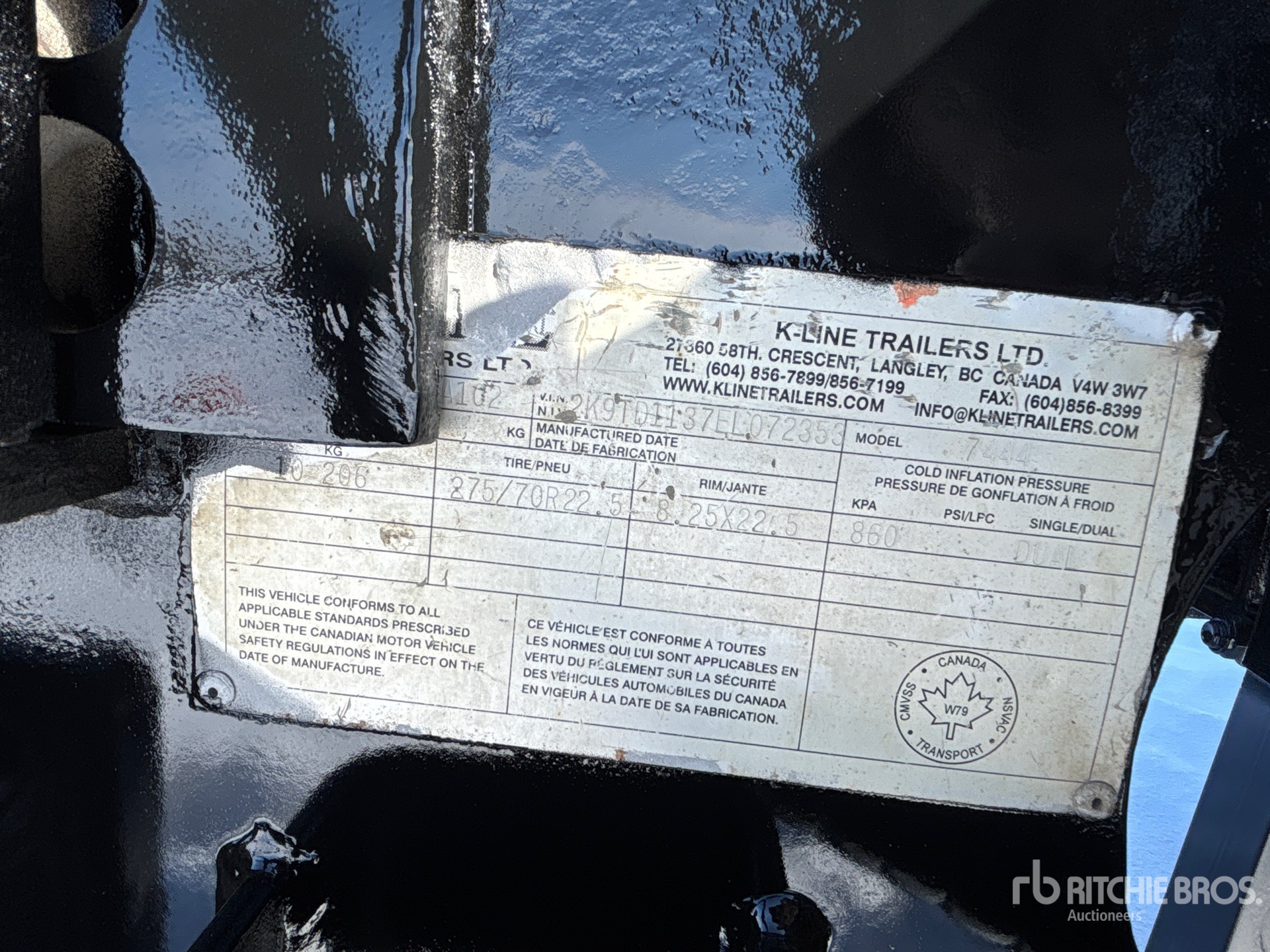 General Appearance with Serial Number / VIN