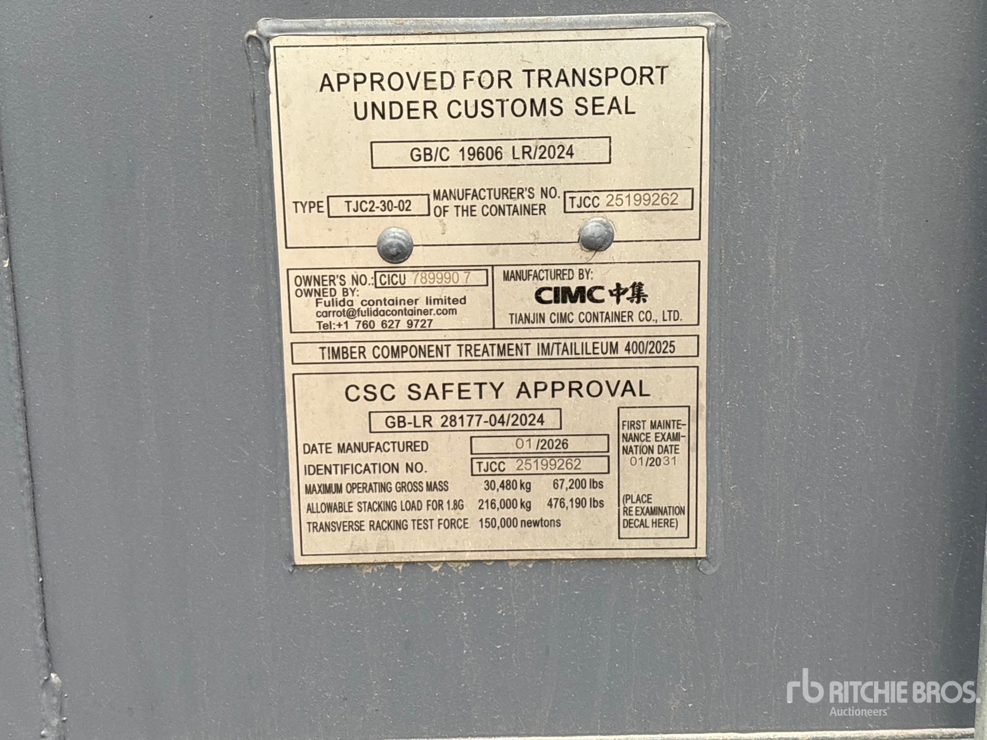 General Appearance with Serial Number / VIN