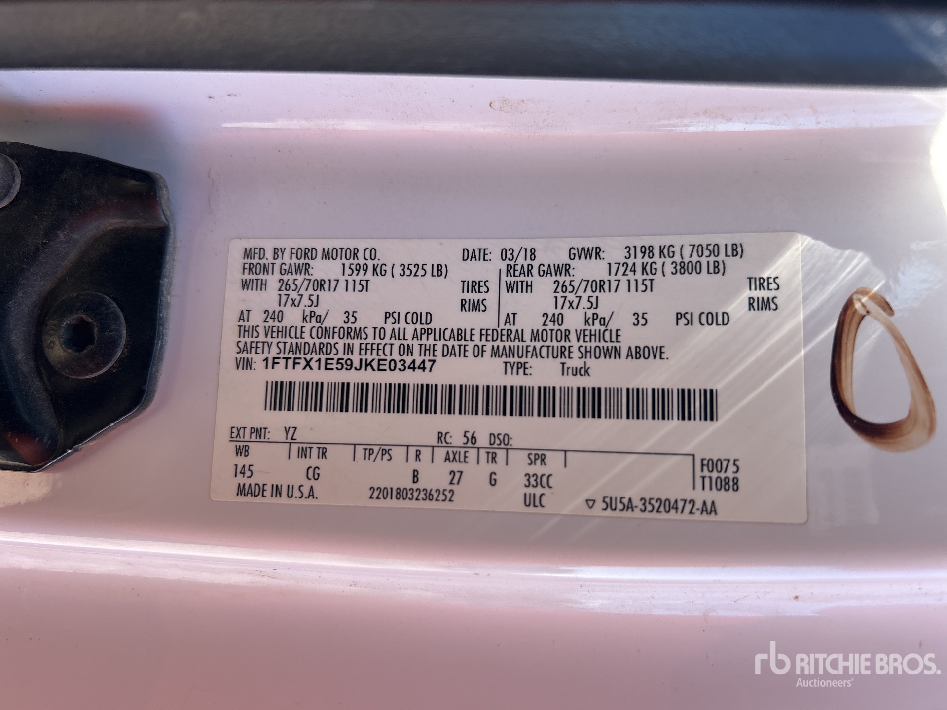 General Appearance with Serial Number / VIN