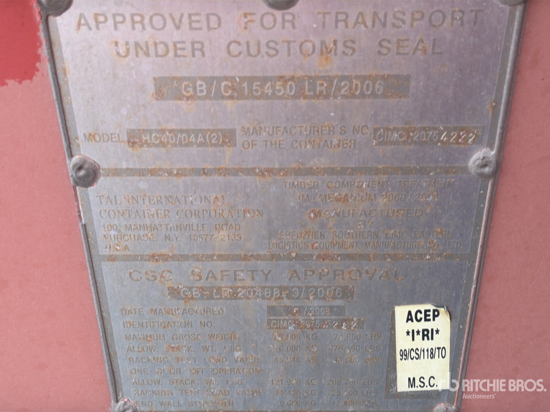 General Appearance with Serial Number / VIN