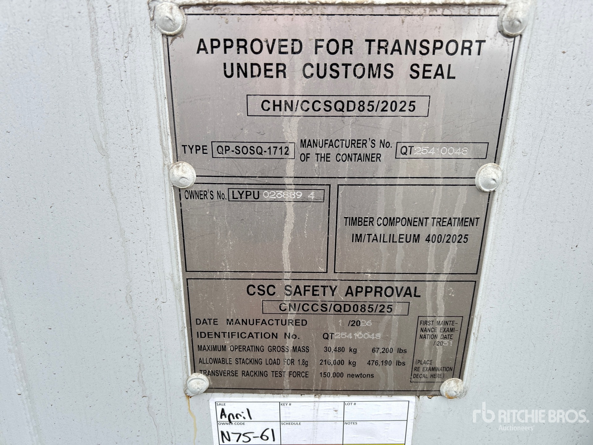 General Appearance with Numero seriale/numero d’identificazione del veicolo (VIN)