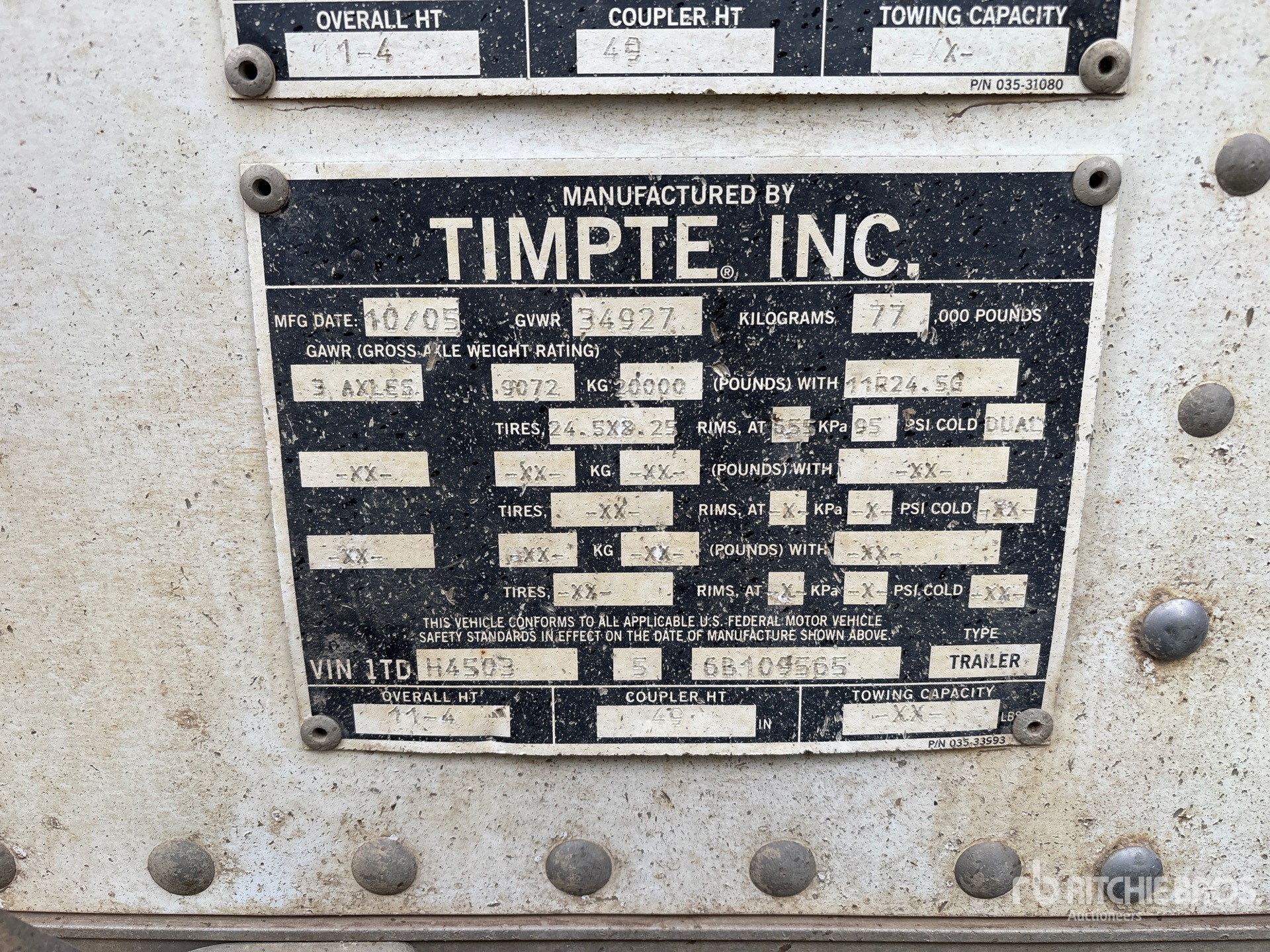 General Appearance with Serial Number / VIN