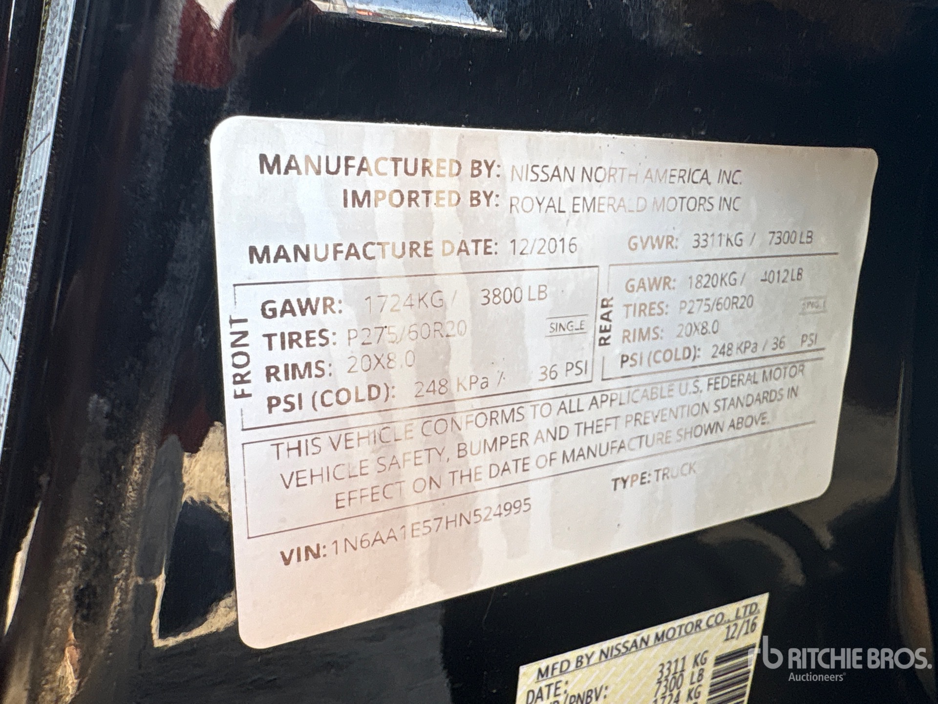 General Appearance with Serial Number / VIN