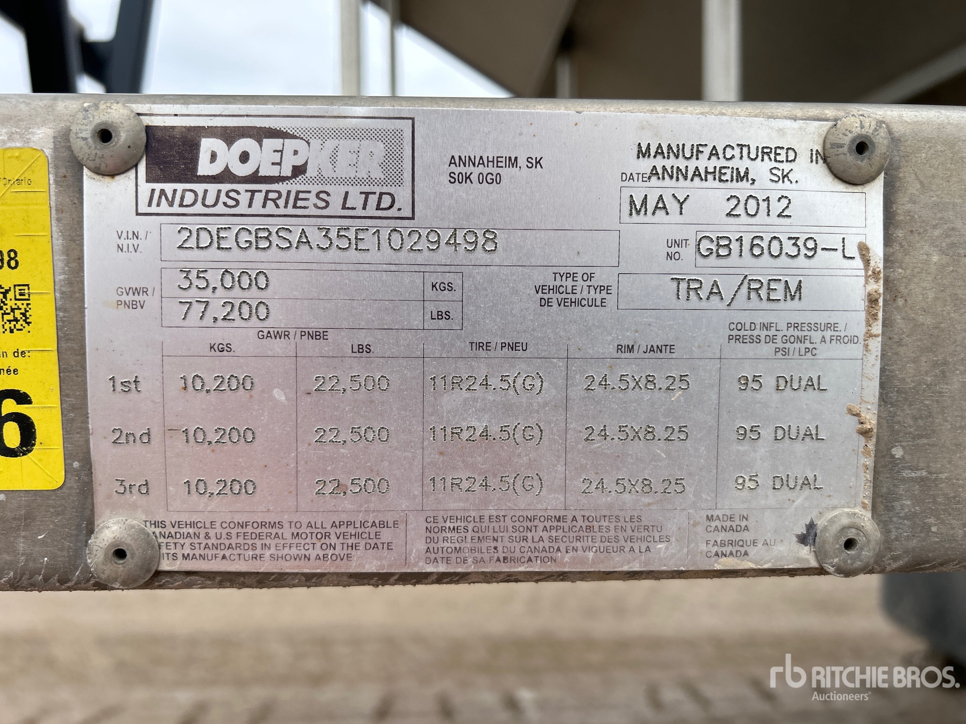 General Appearance with Serial Number / VIN