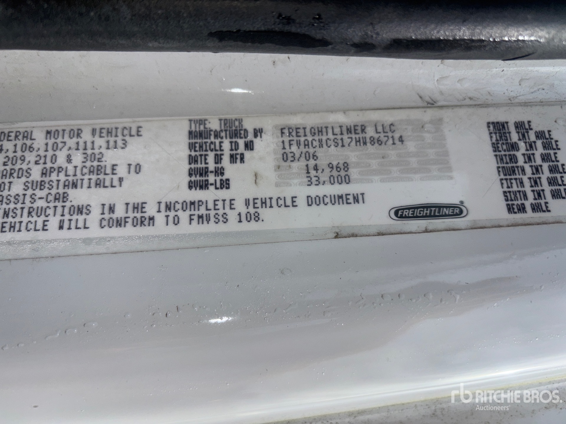 General Appearance with Serial Number / VIN