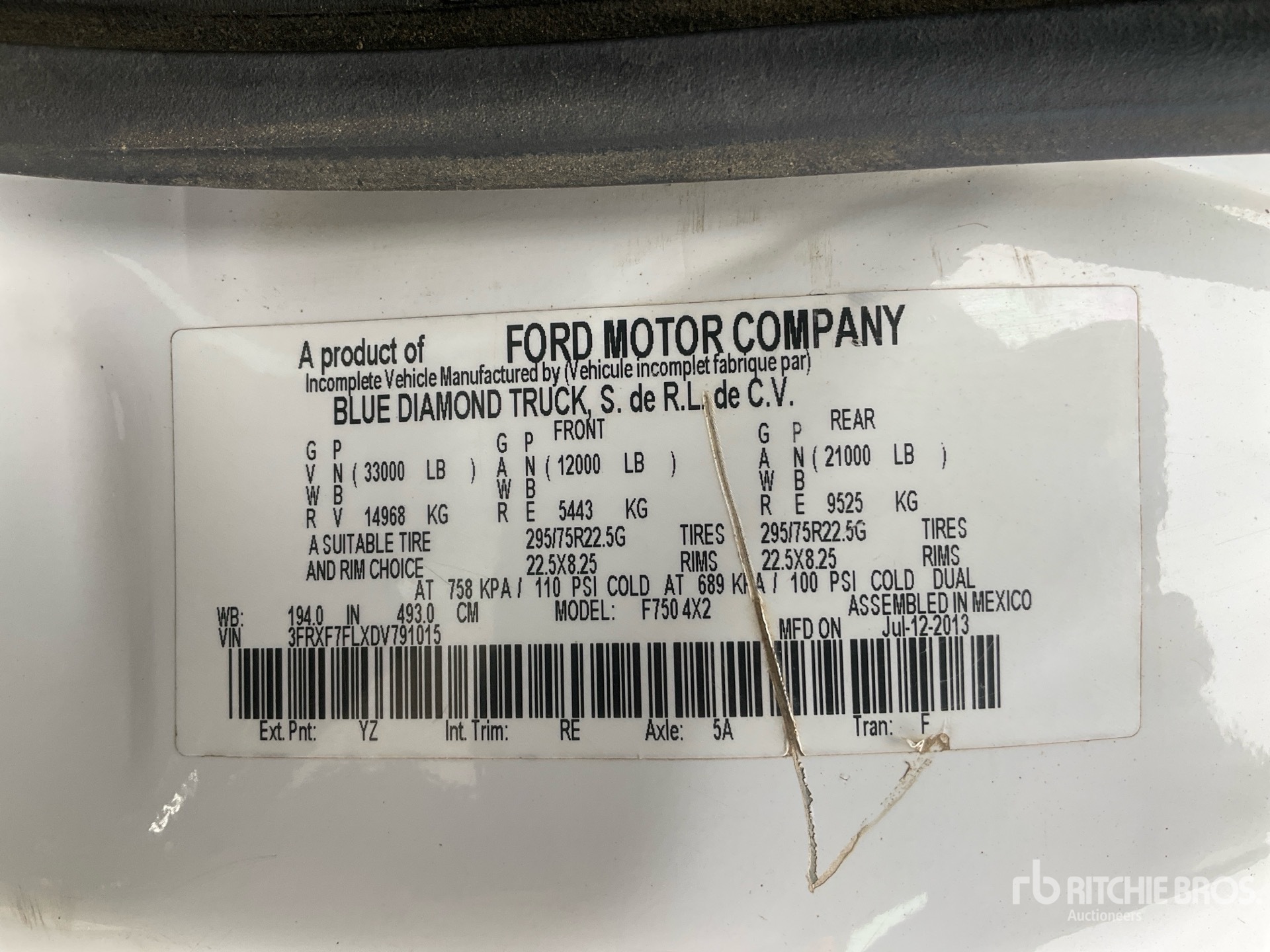 General Appearance with Serial Number / VIN