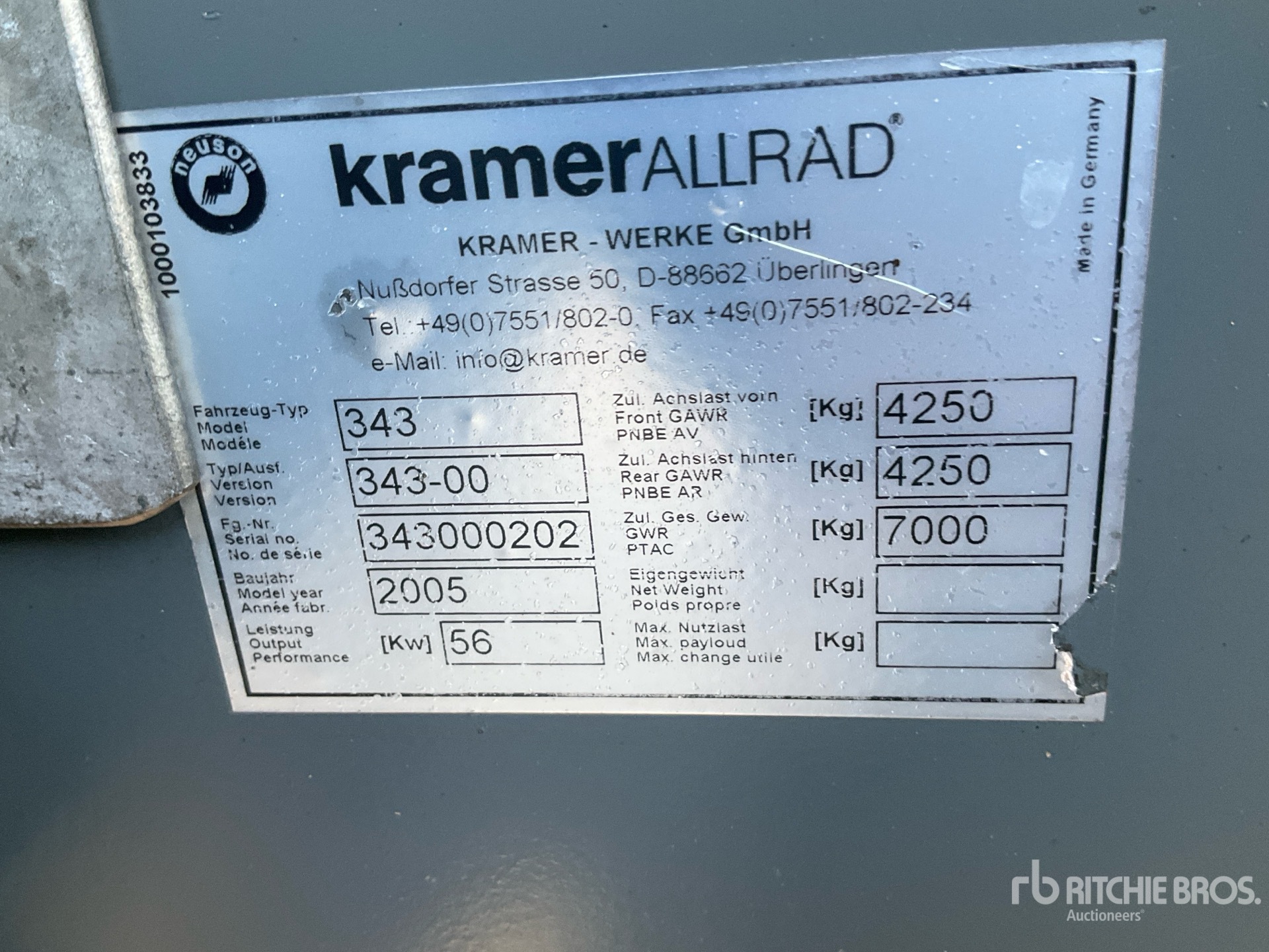 General Appearance with N.º de serie/VIN