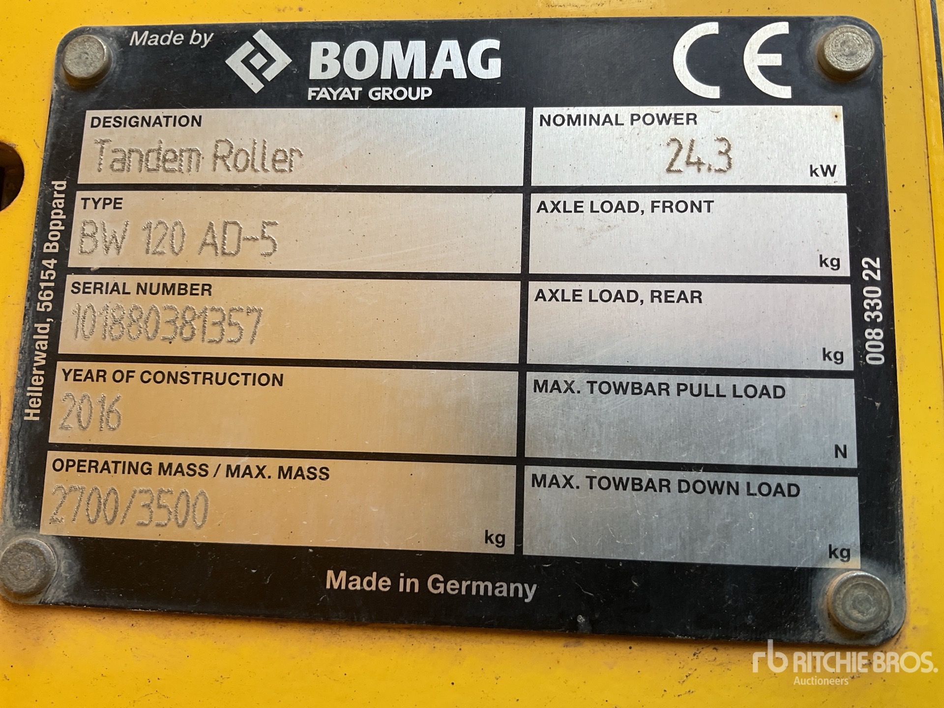 General Appearance with Serial Number / VIN