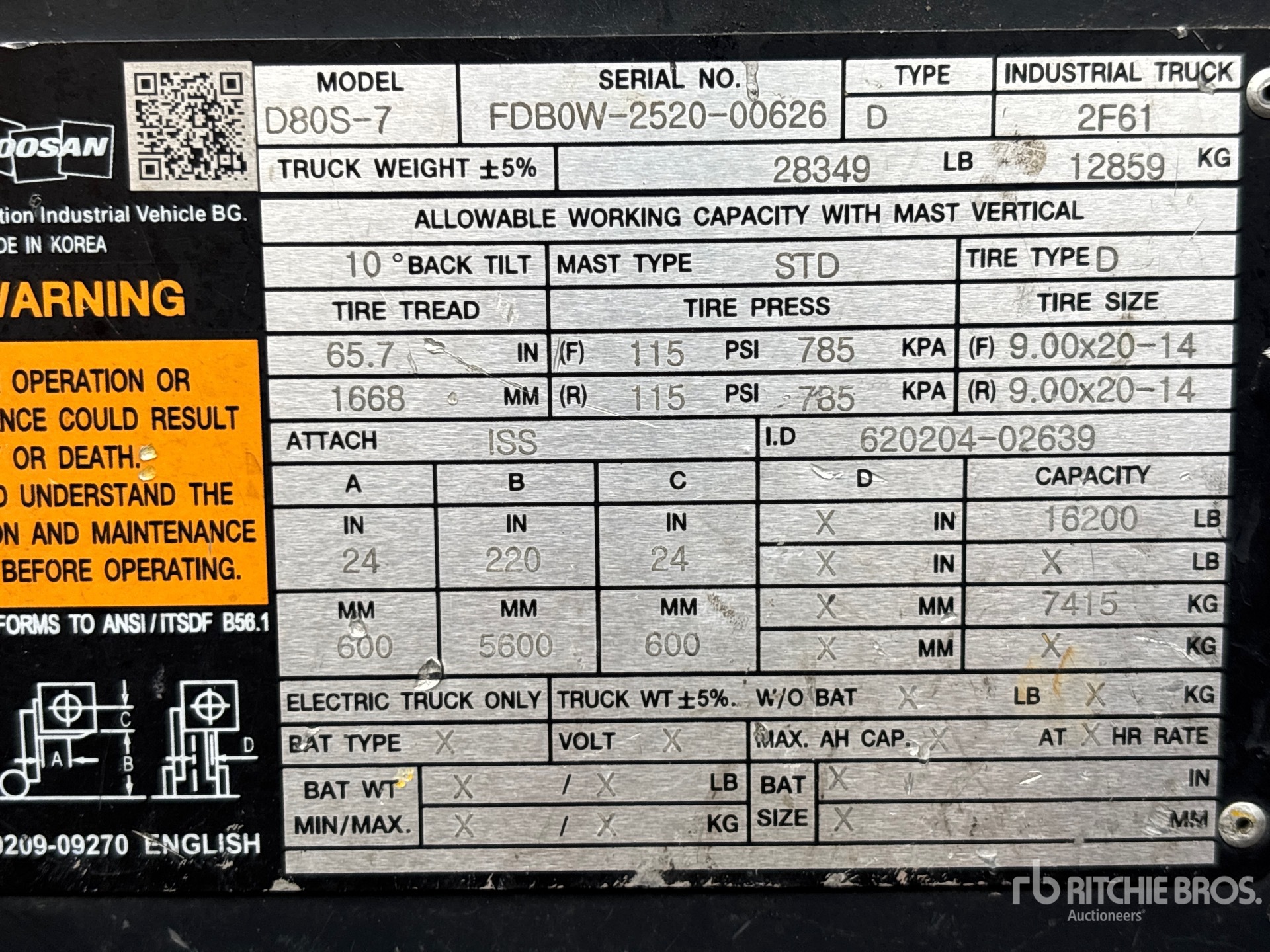 General Appearance with Serial Number / VIN