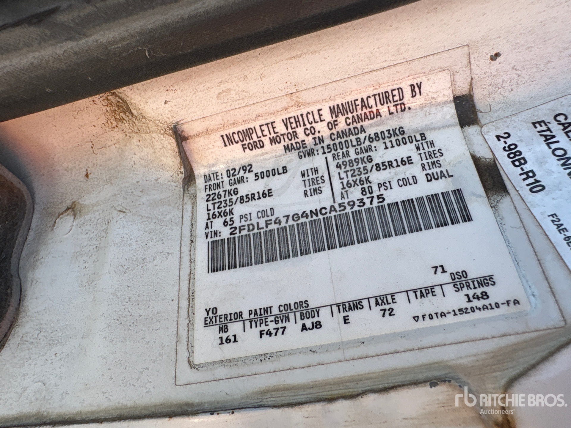 General Appearance with Serial Number / VIN