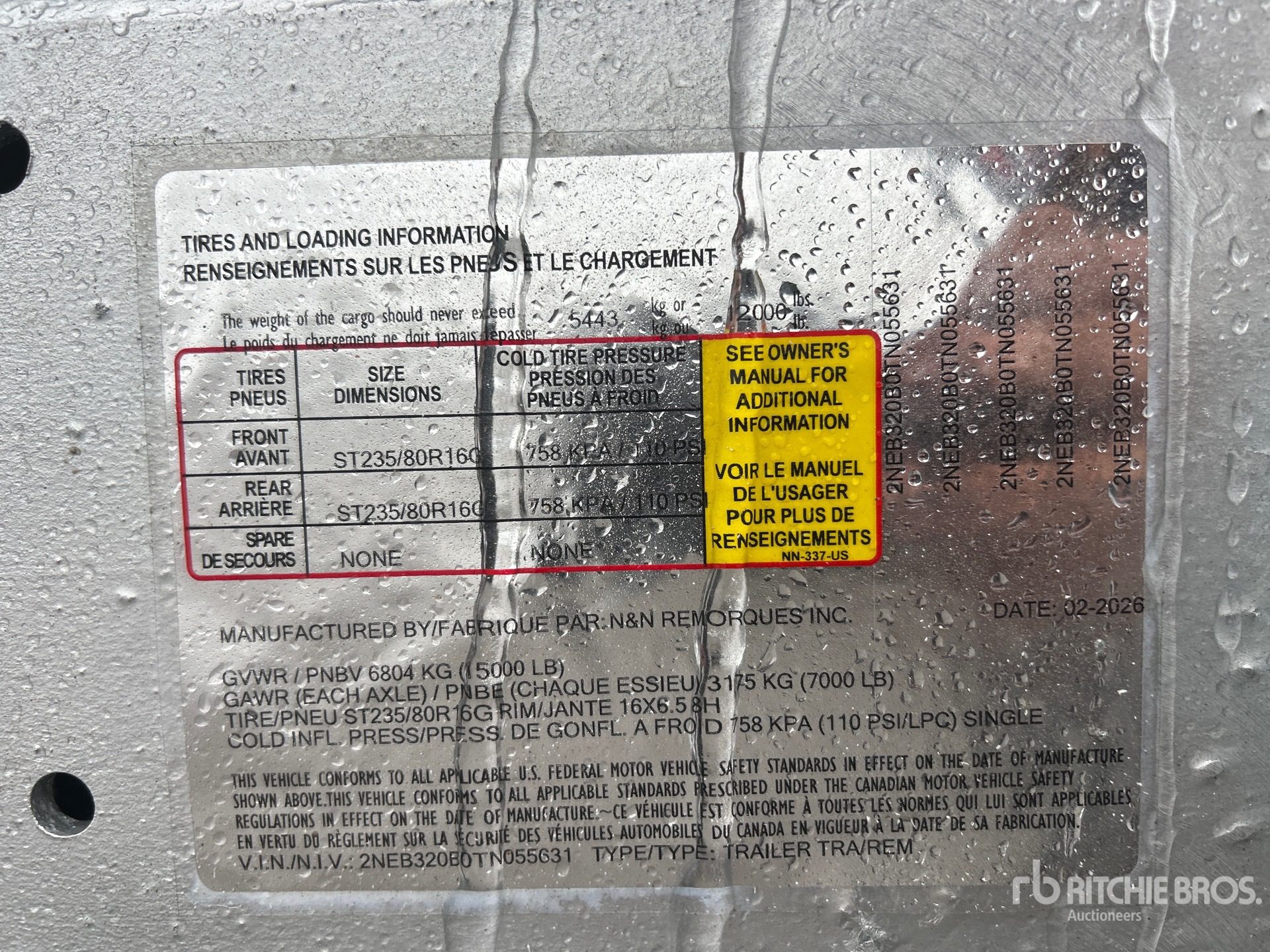 General Appearance with Serial Number / VIN