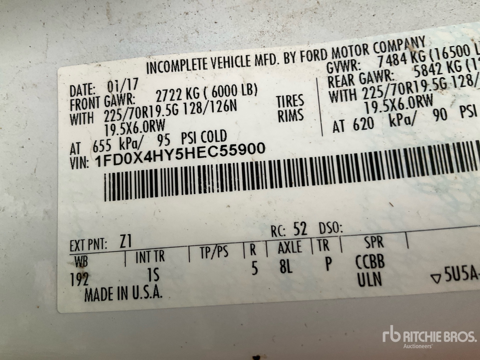 General Appearance with Serial Number / VIN