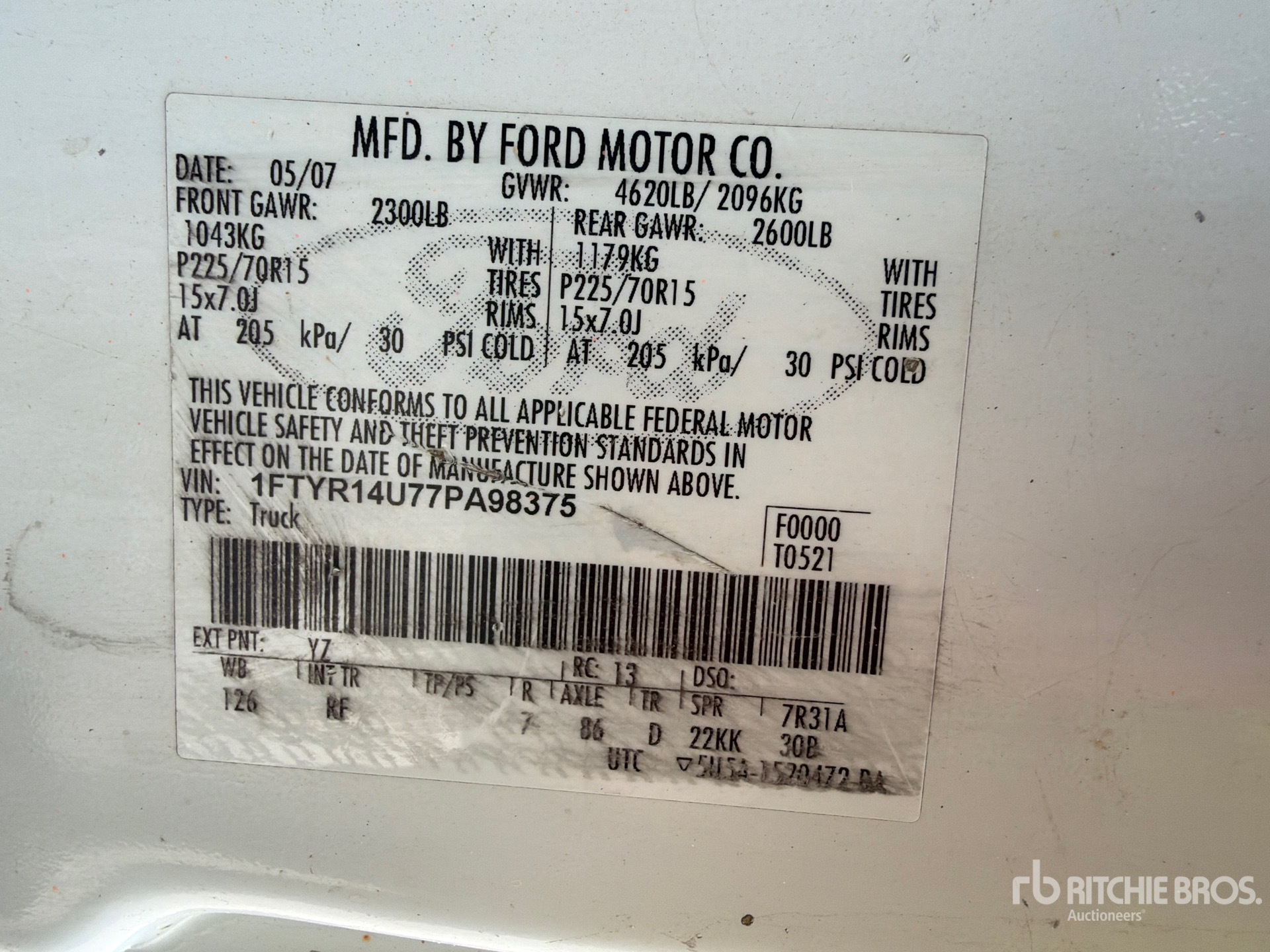 General Appearance with Serial Number / VIN