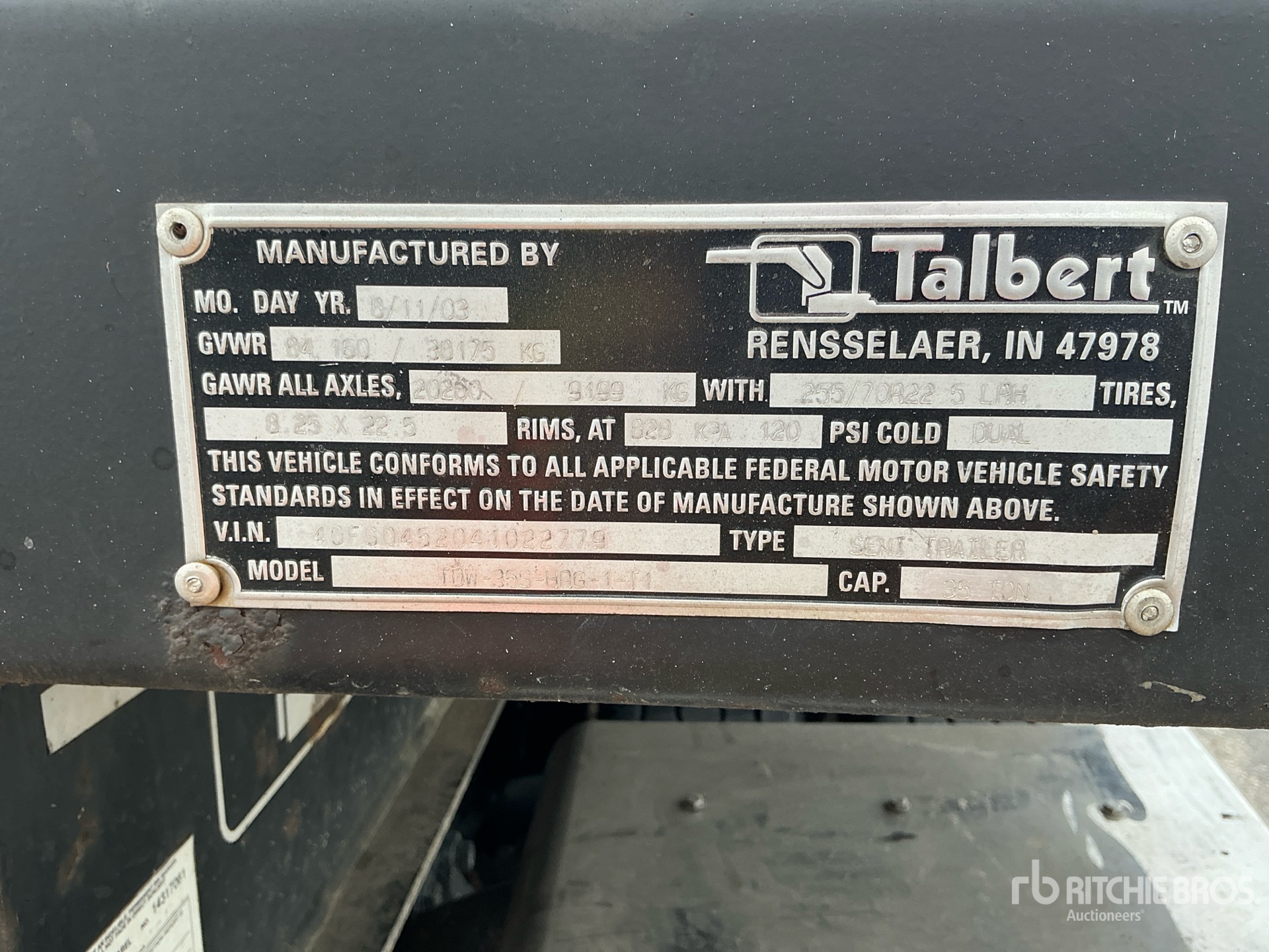 General Appearance with Serial Number / VIN