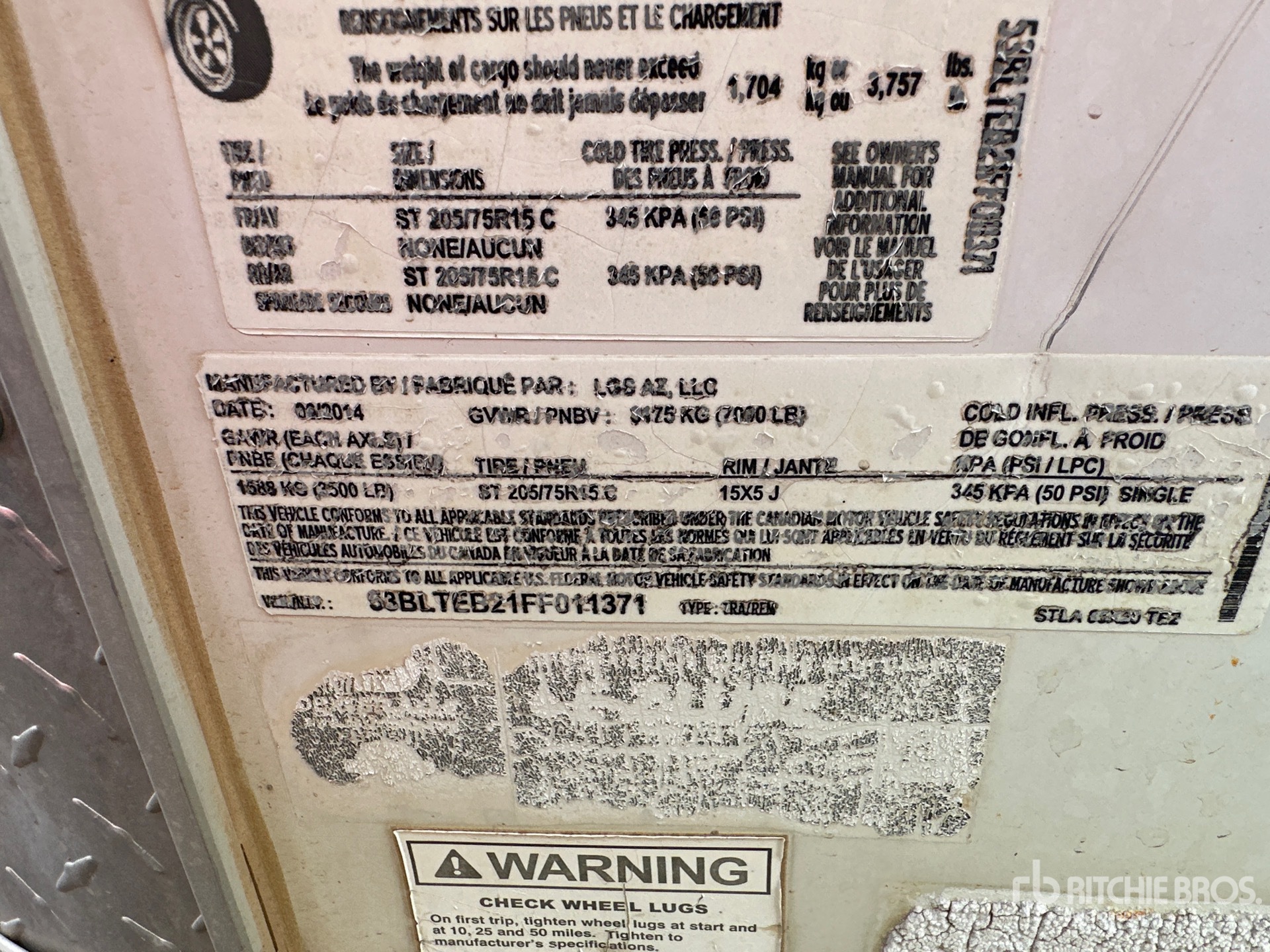 General Appearance with Serial Number / VIN