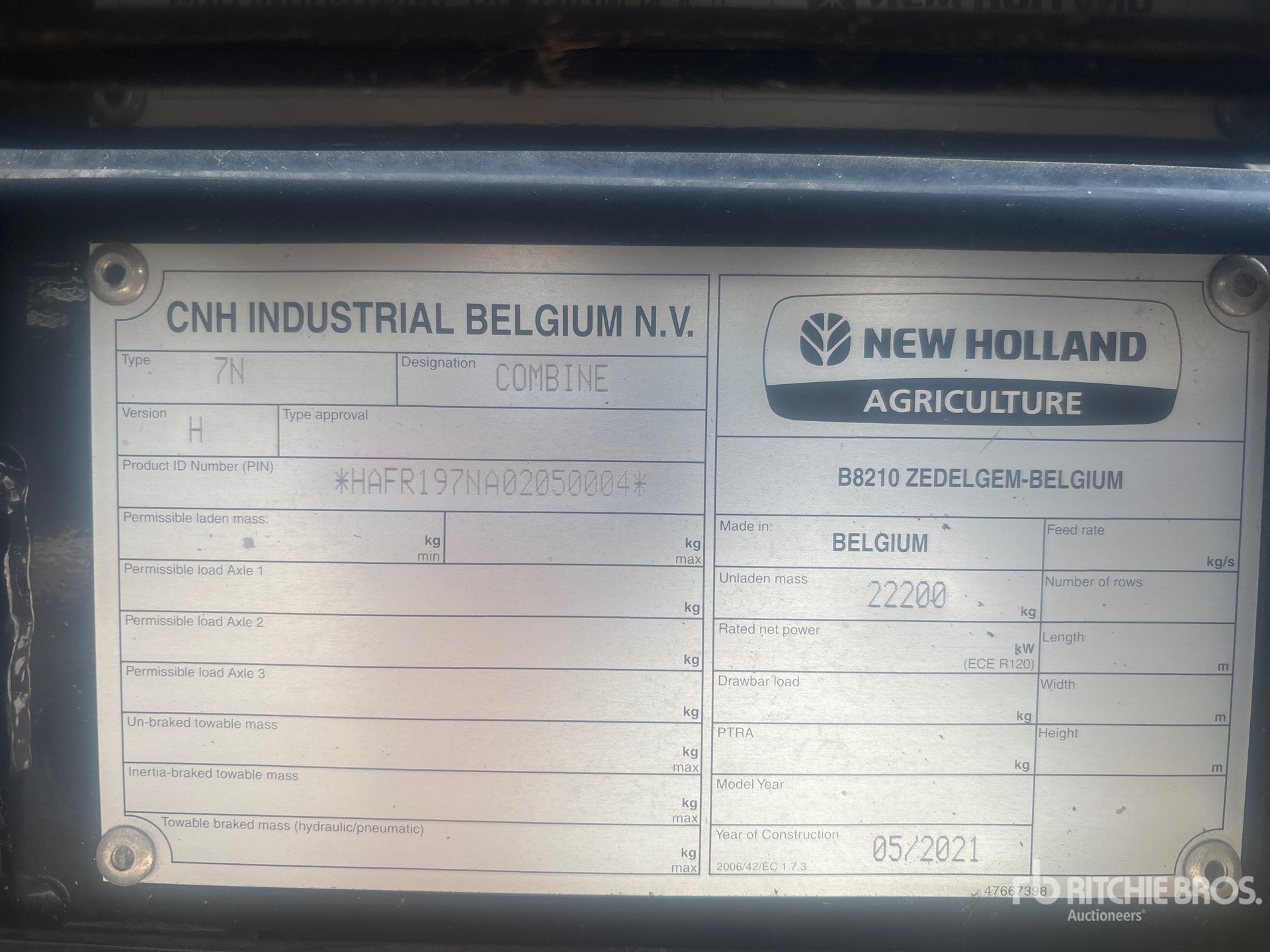 General Appearance with N.º de serie/VIN