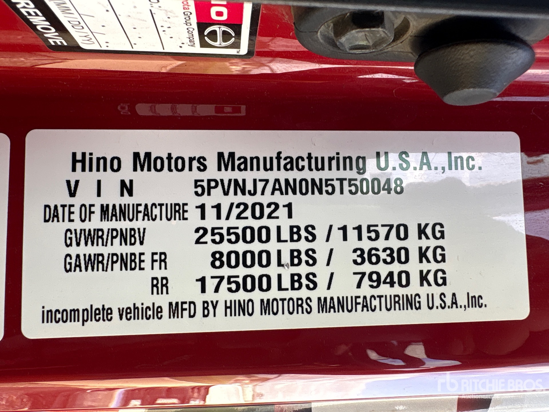 General Appearance with Serial Number / VIN