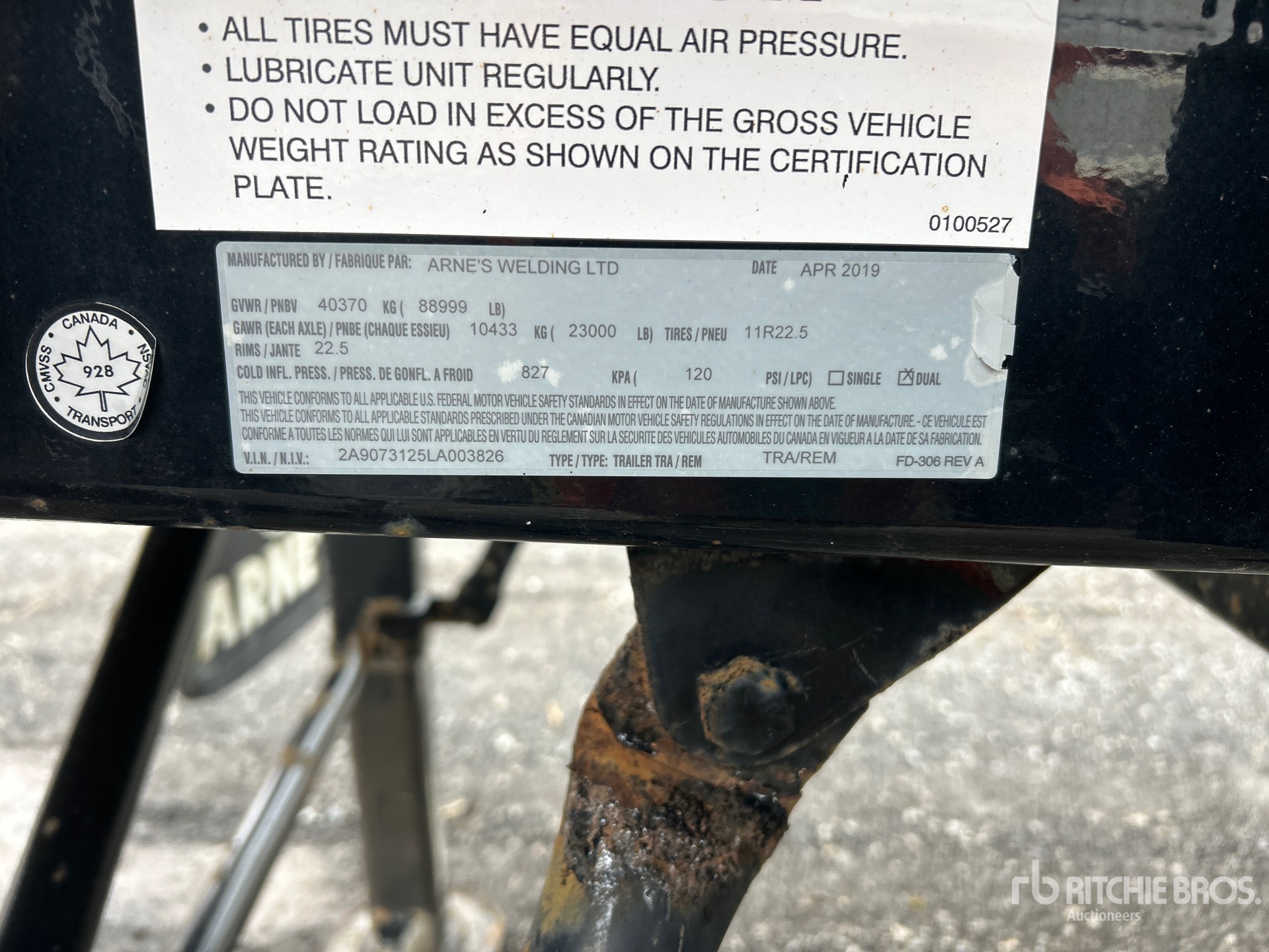 General Appearance with Serial Number / VIN