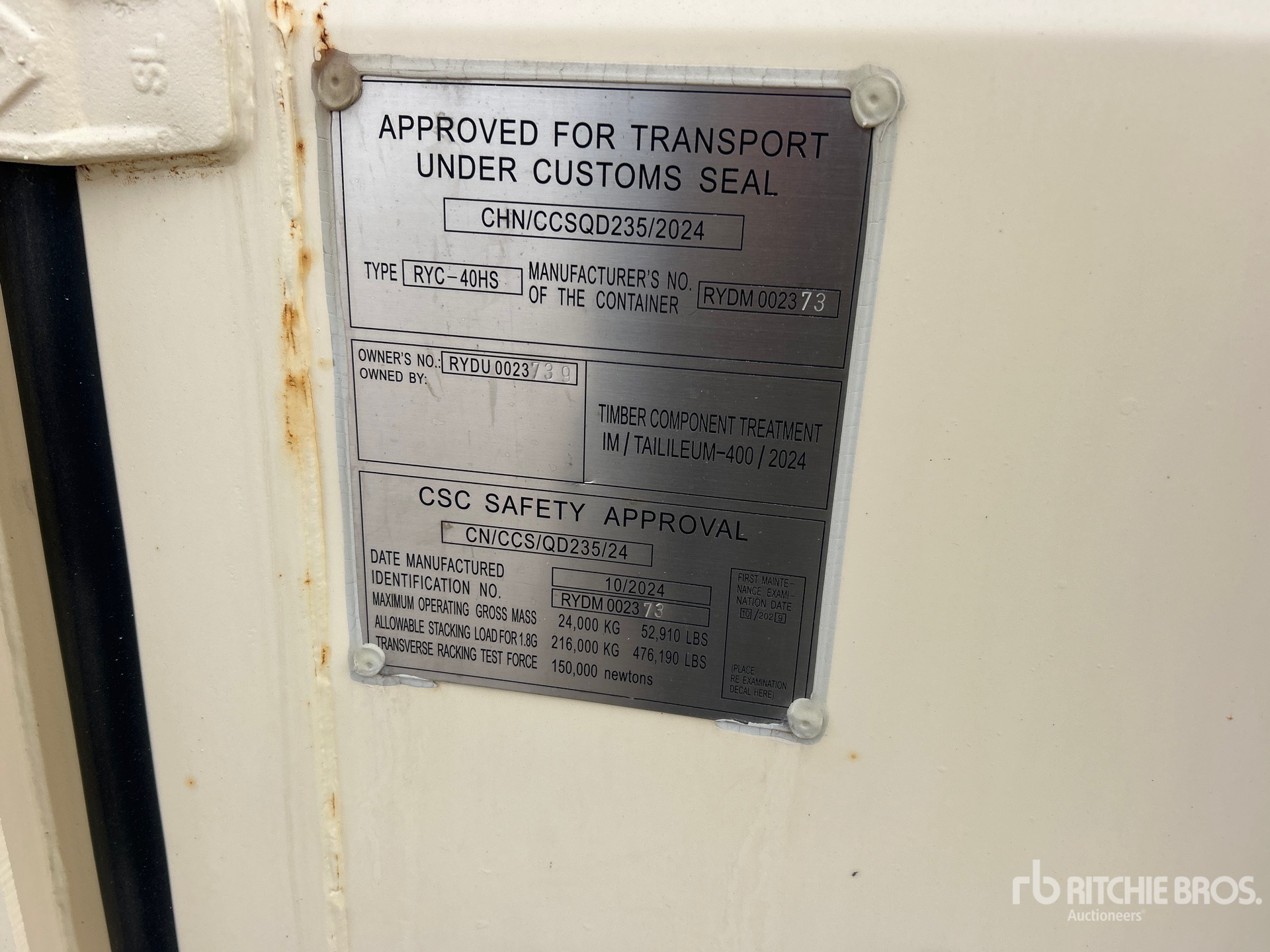 General Appearance with Serial Number / VIN