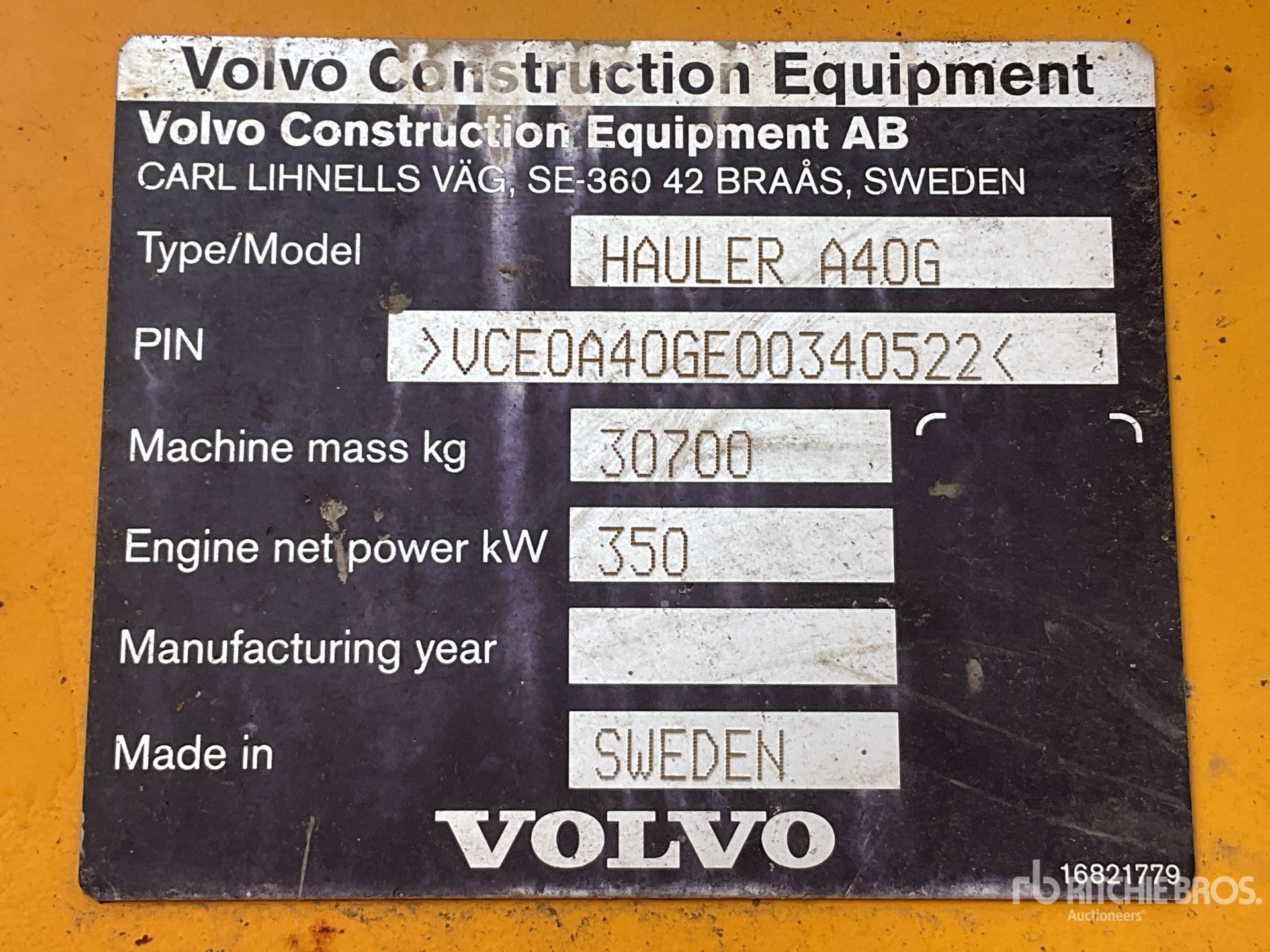 General Appearance with Serial Number / VIN