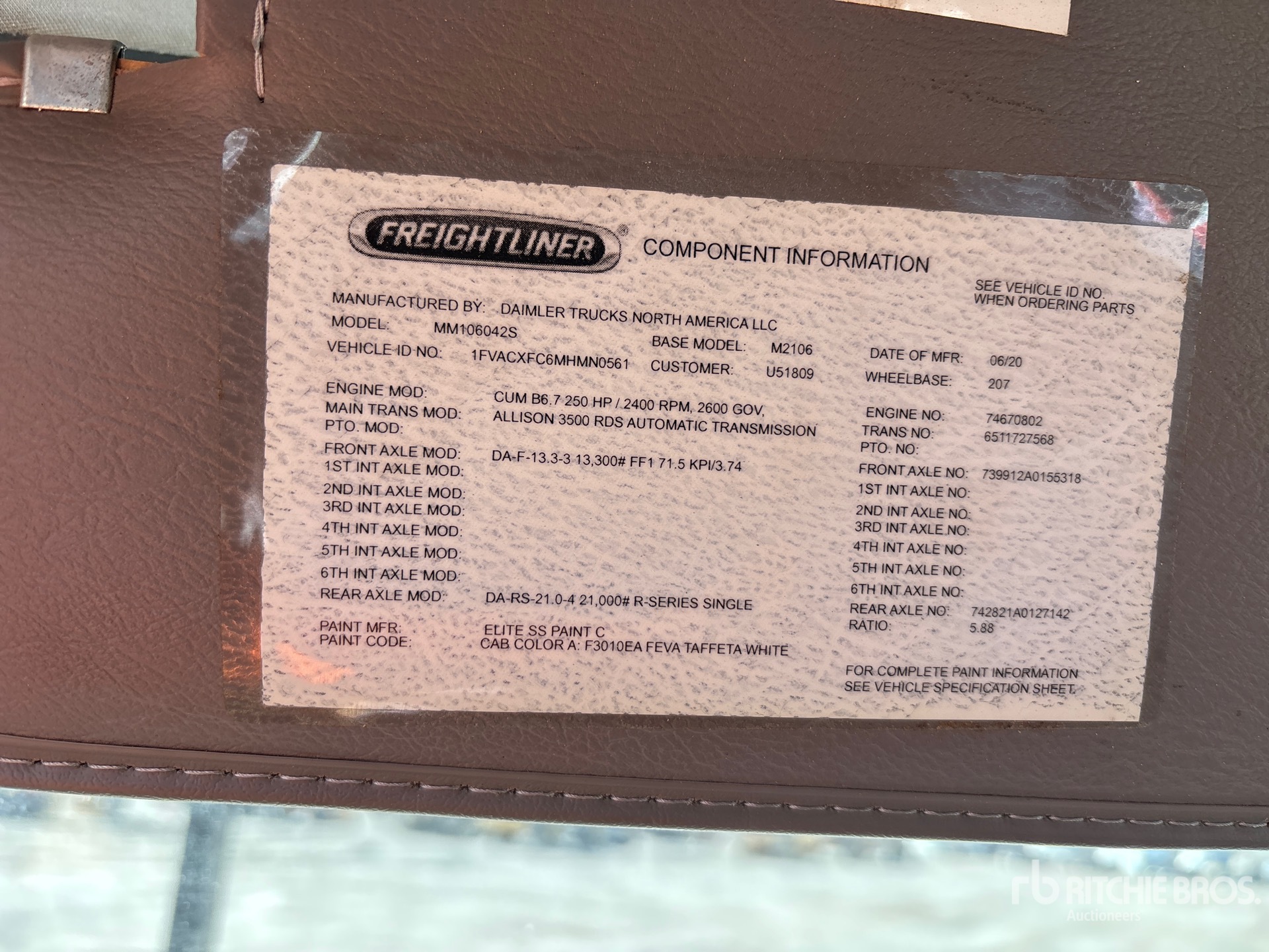 General Appearance with Serial Number / VIN