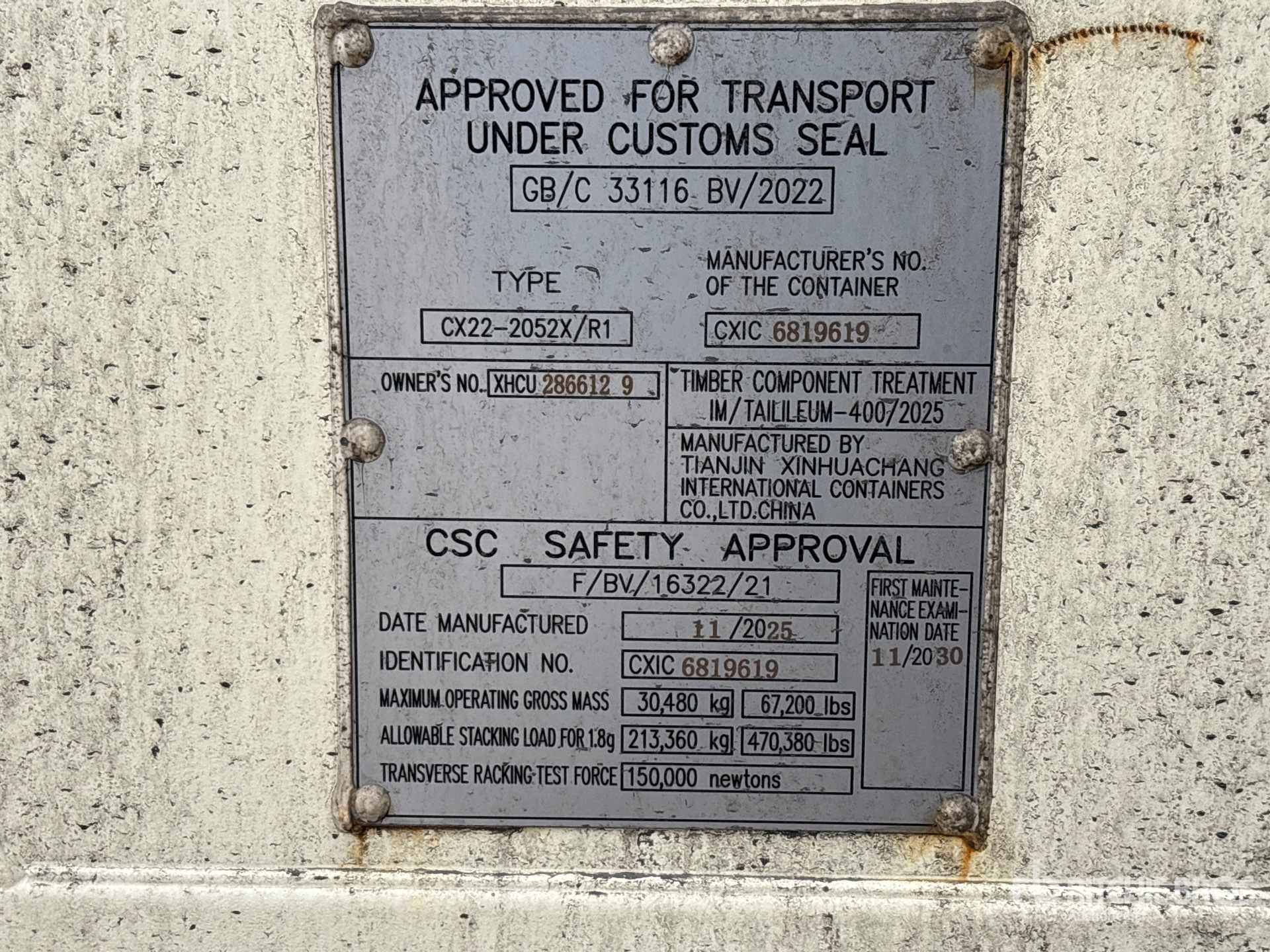 General Appearance with Serial Number / VIN