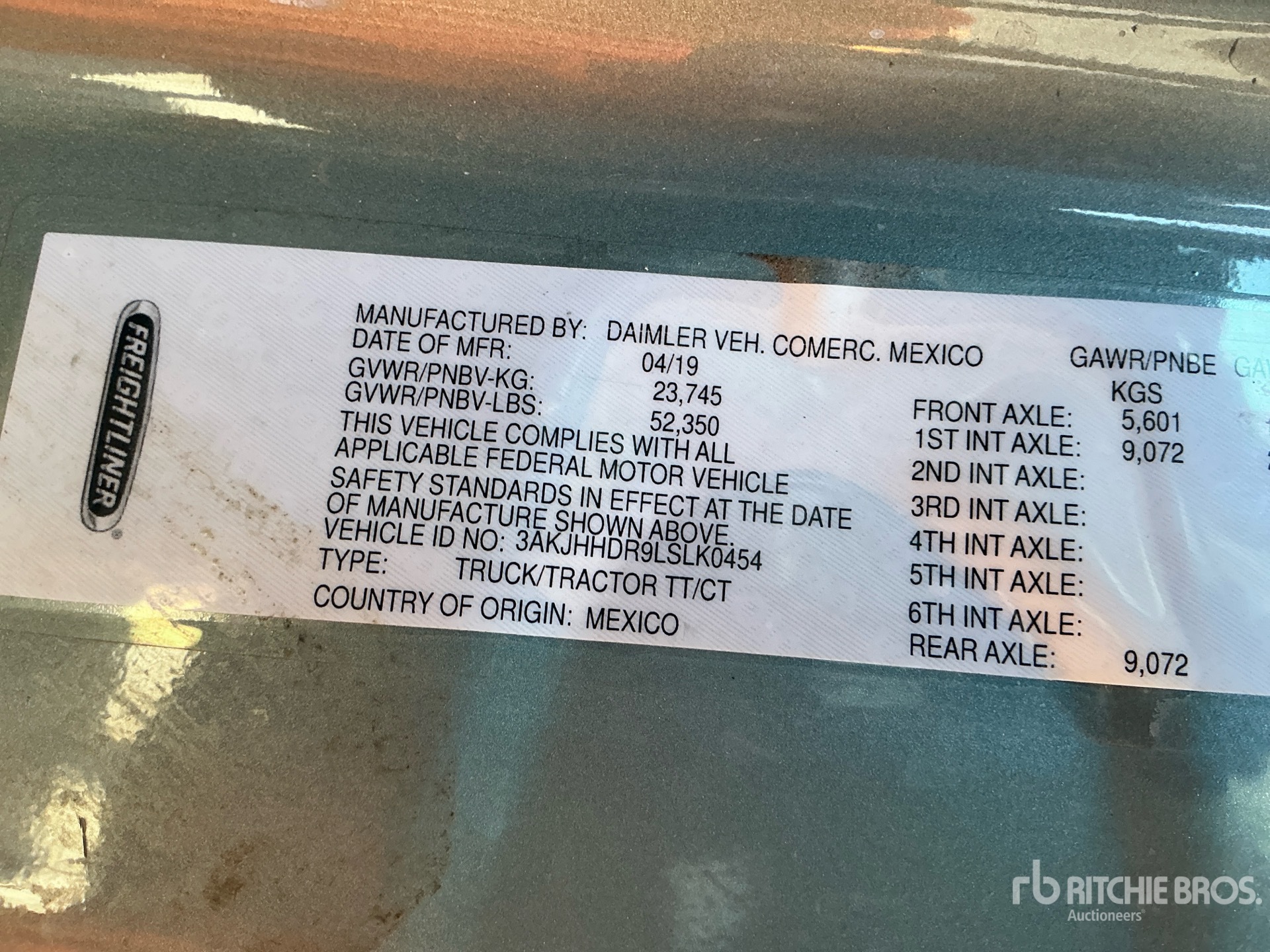 General Appearance with Serial Number / VIN