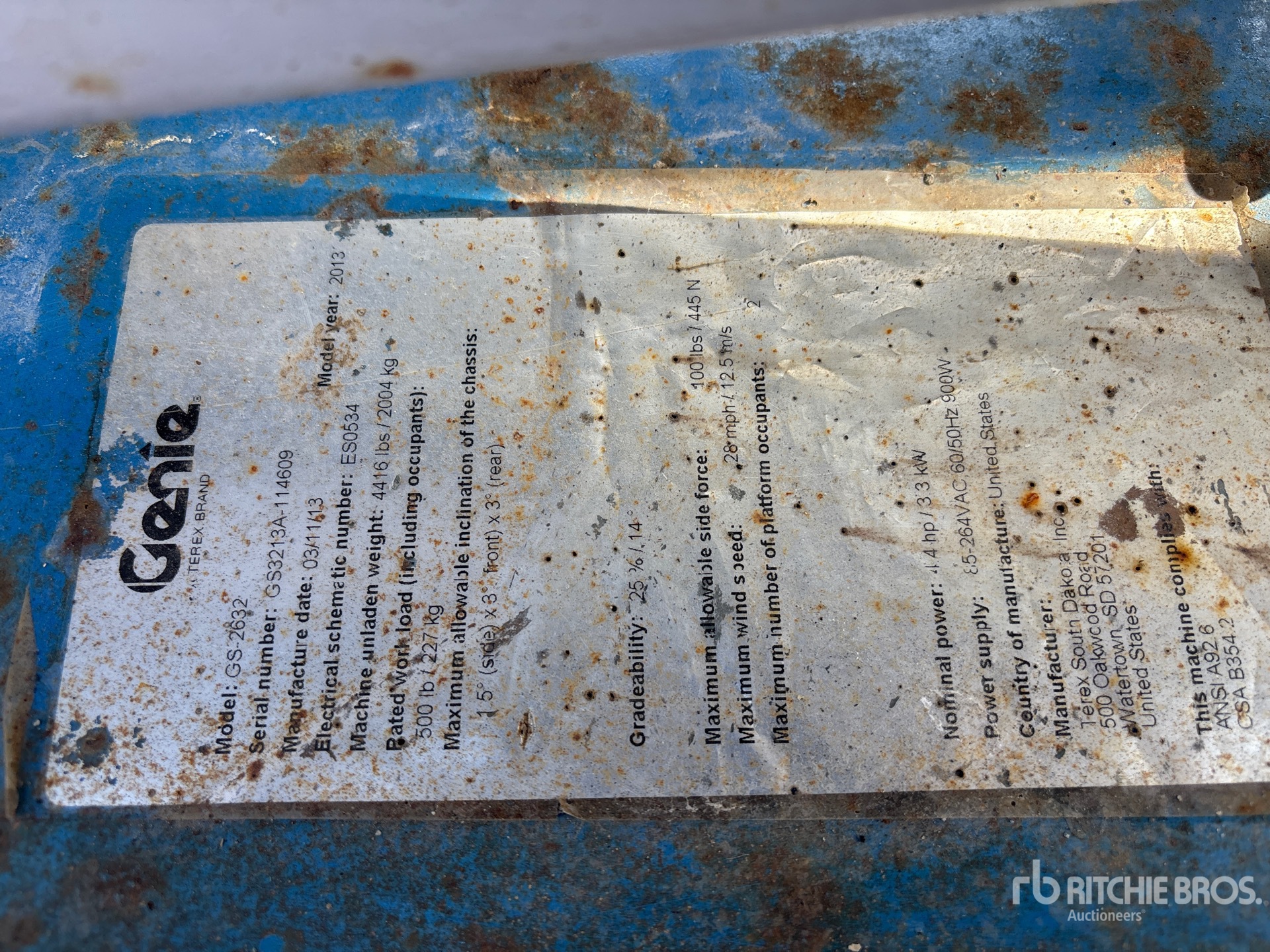 General Appearance with Serial Number / VIN