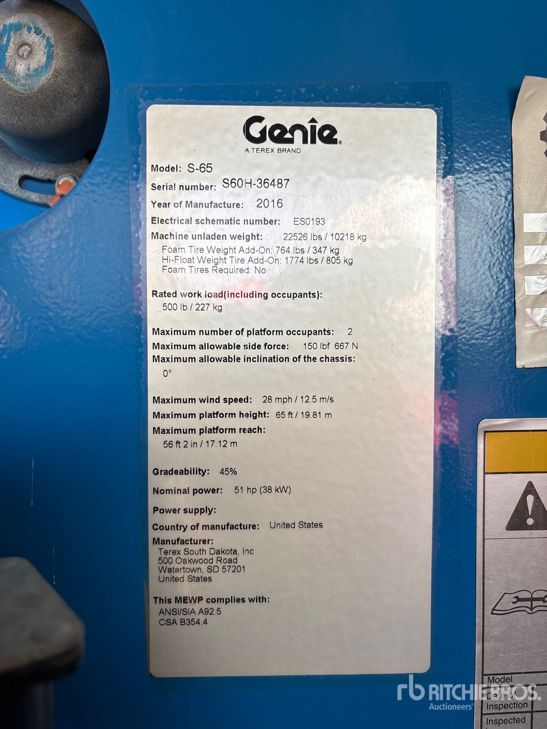 General Appearance with Serial Number / VIN