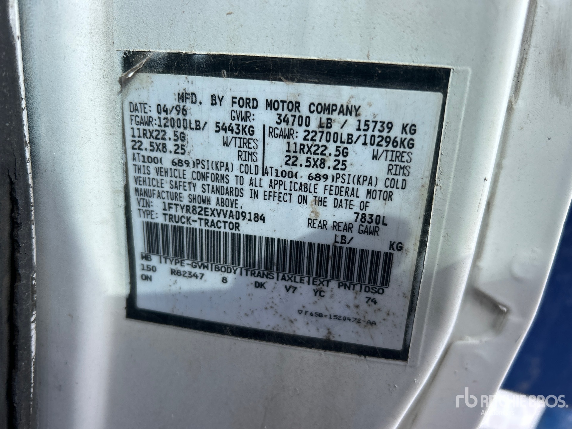 General Appearance with Serial Number / VIN