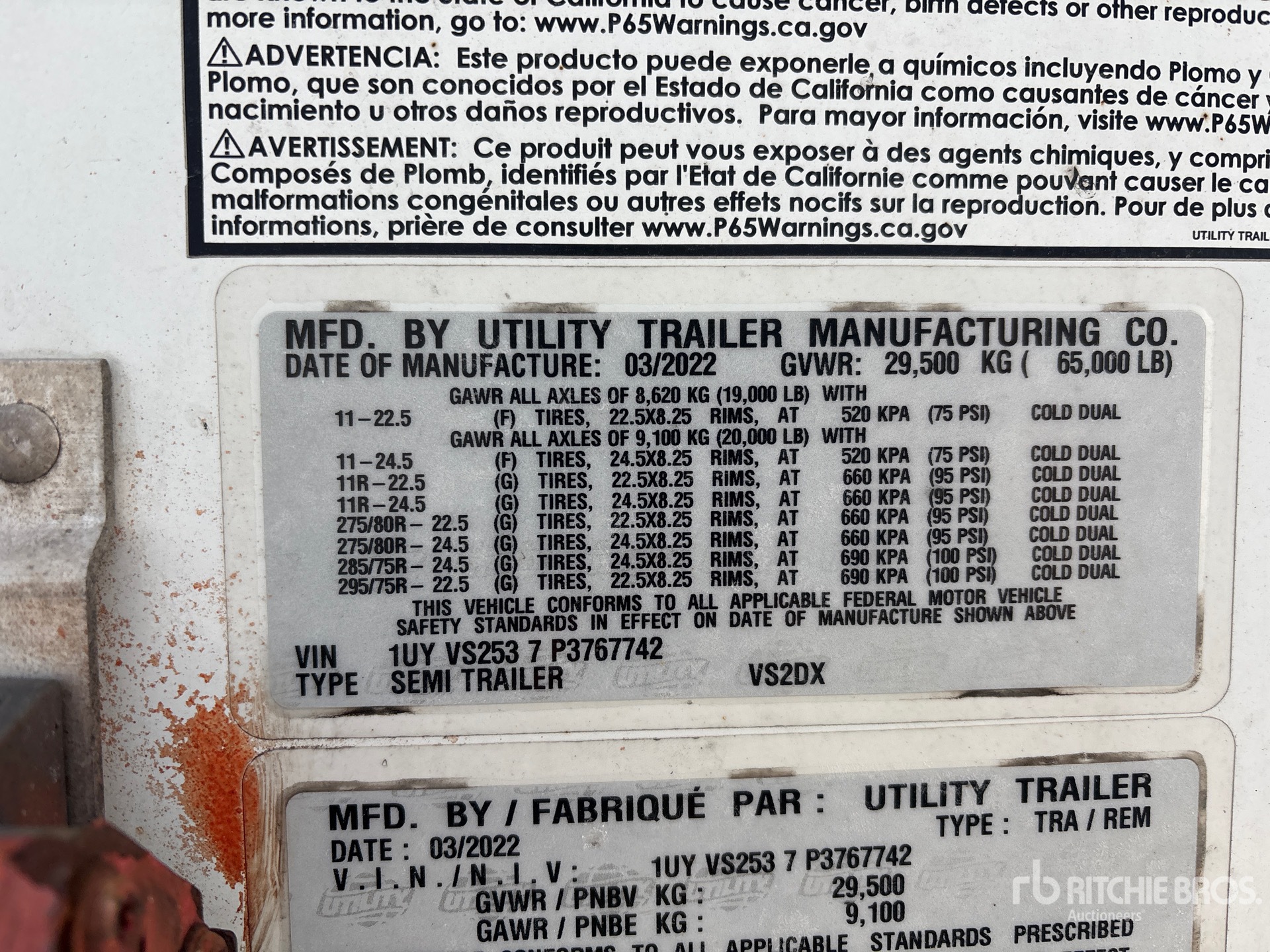 General Appearance with Numéro de série/Numéro d'identification du véhicule automobile