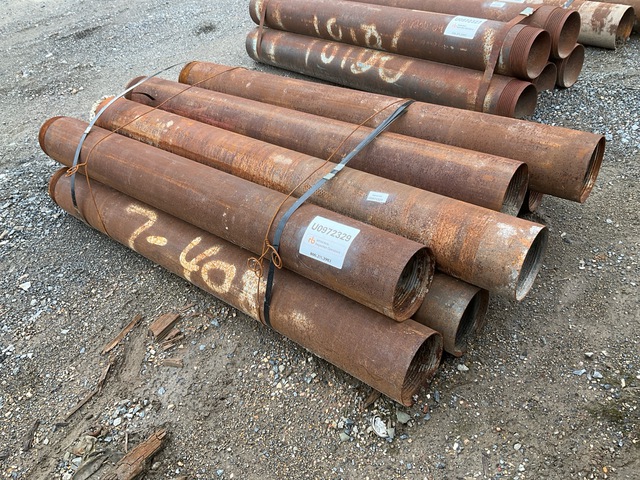 Quantity of (9) Range 1 5 ft Length, 6 1/2 in - 7 in Diameter Drill Casing