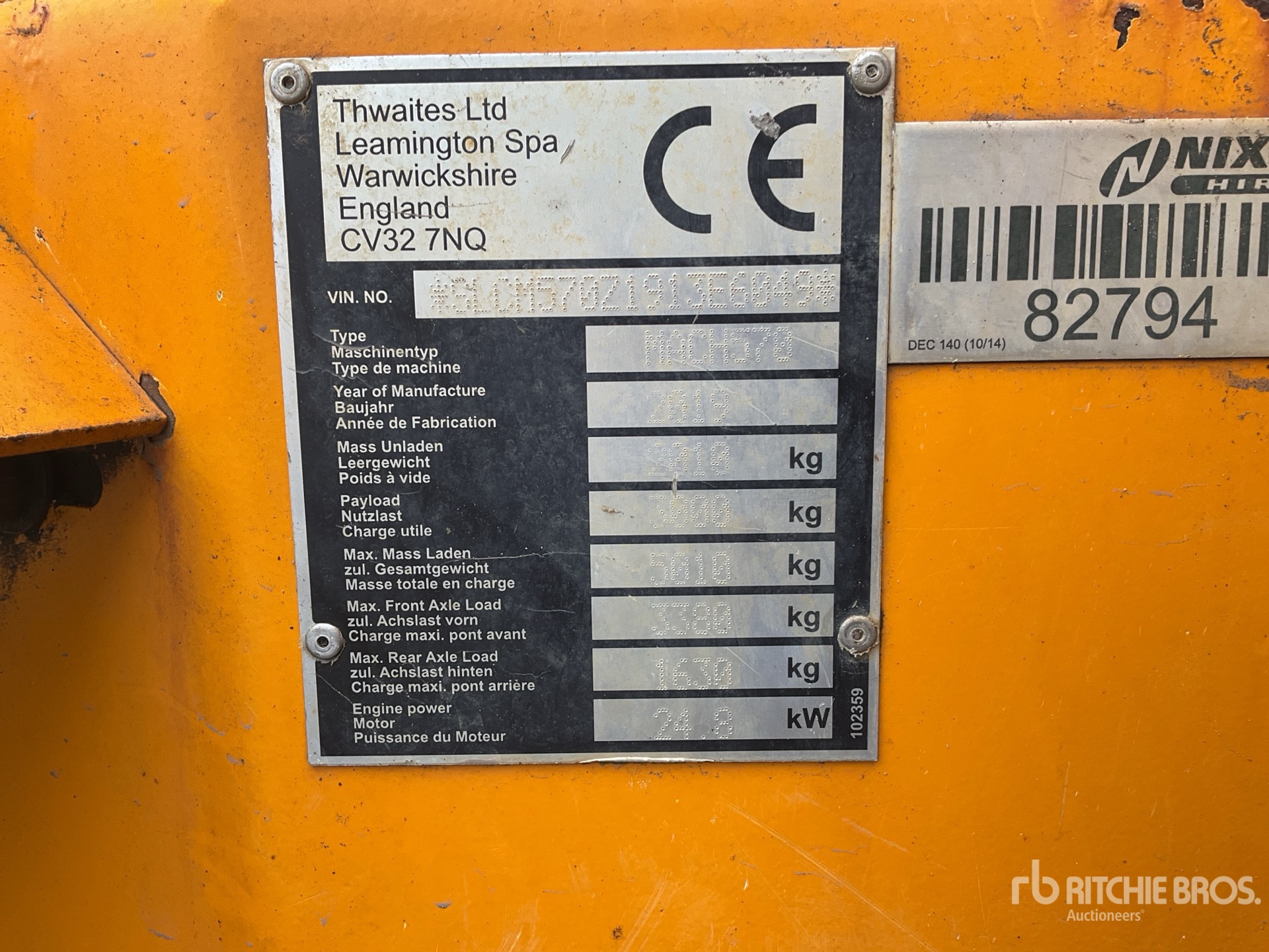 General Appearance with Serial Number / VIN