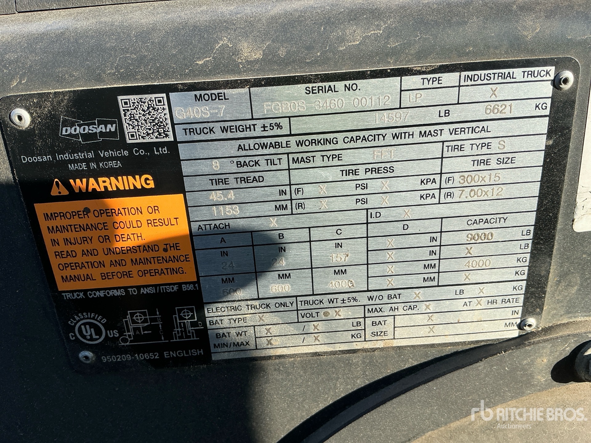 General Appearance with Serial Number / VIN