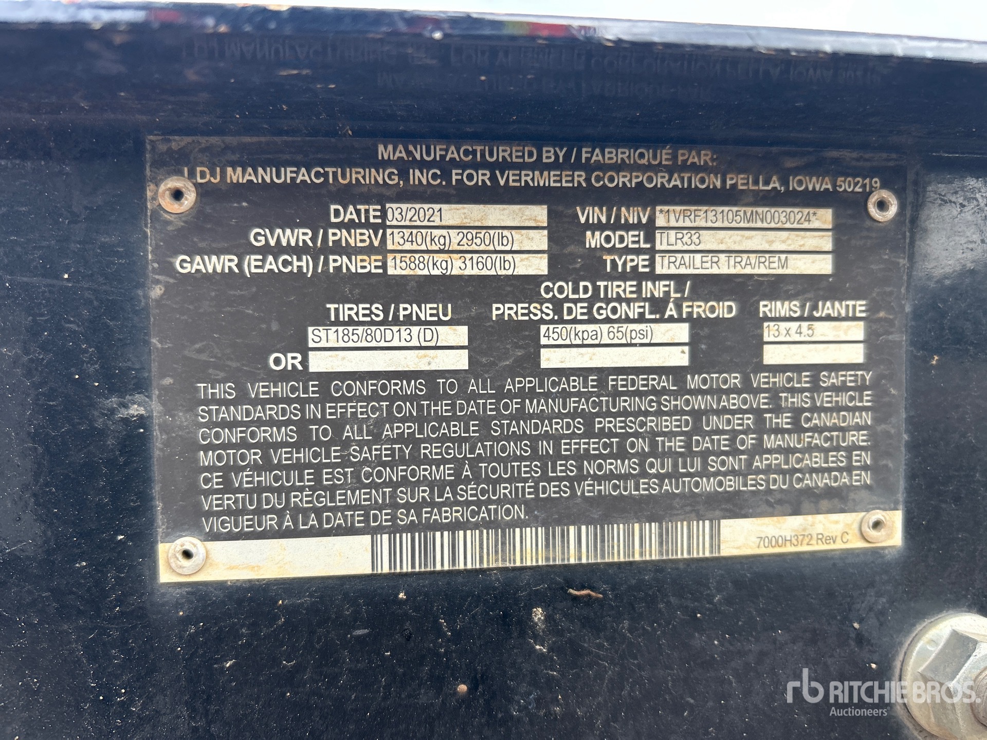General Appearance with Serial Number / VIN