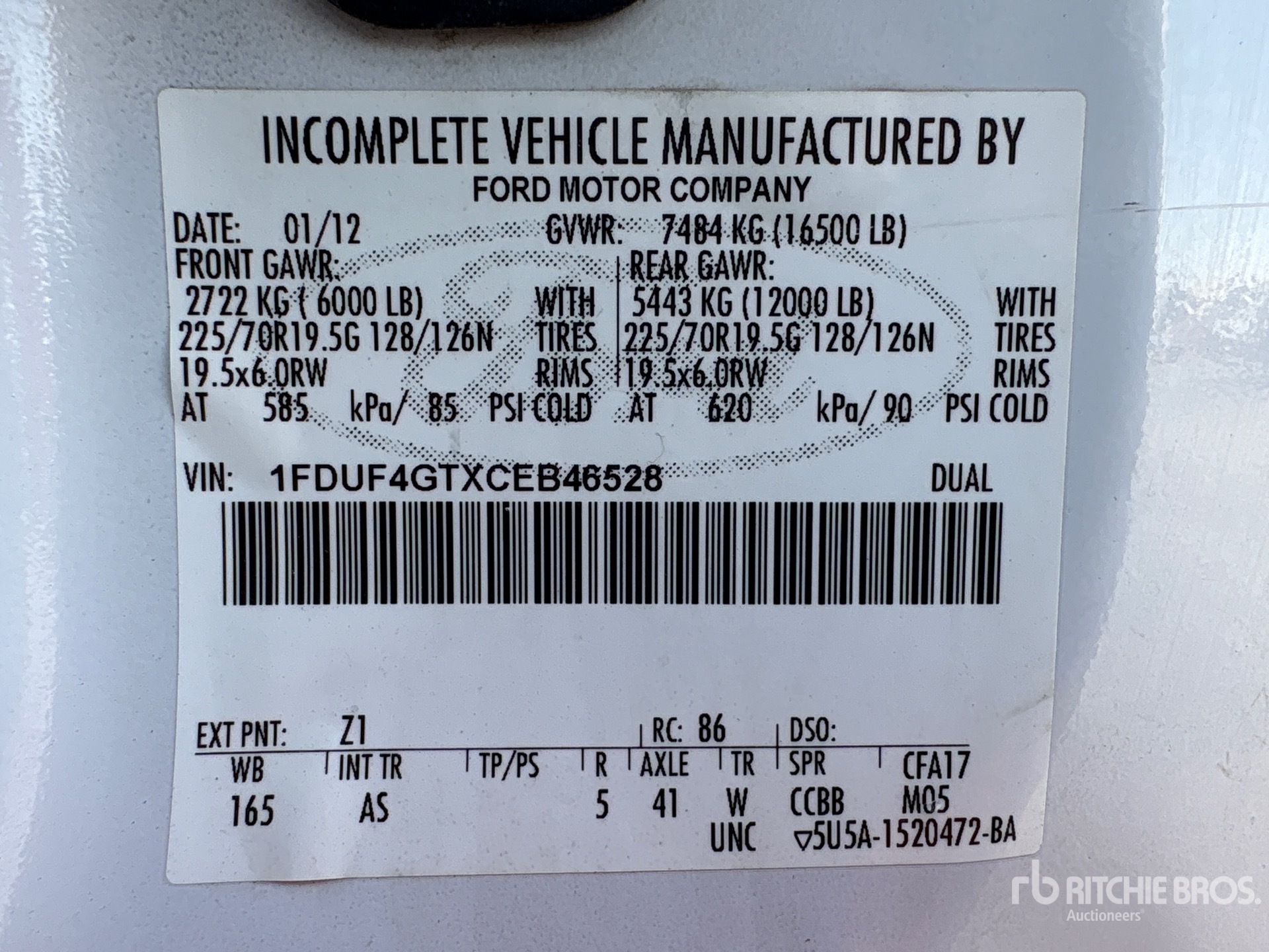 General Appearance with Serial Number / VIN